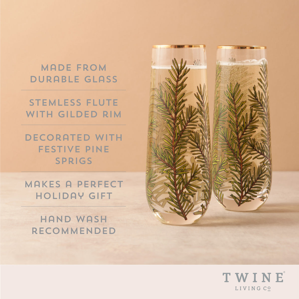 Woodland Stemless Champagne Flute Set by Twine® - Porte Cochere Home