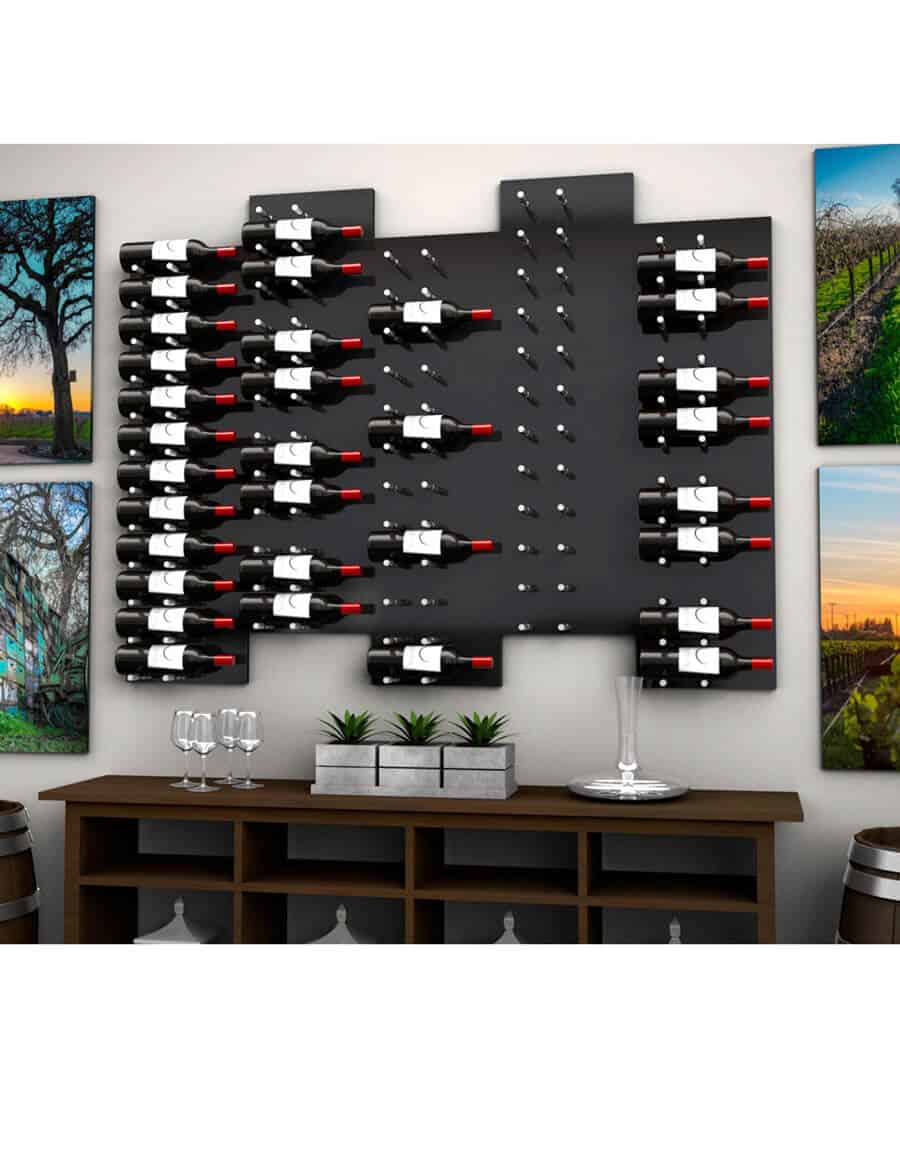 Ultra Wine Racks Fusion HZ Label-Out Wine Wall Black Acrylic (3 Foot) w/ LED Option