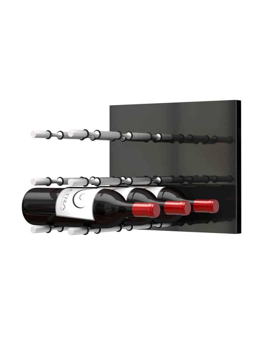 Ultra Wine Racks HZ Fusion Panel Wine Rack w/ LED Option — Black Acrylic (3 To 9 Bottles)