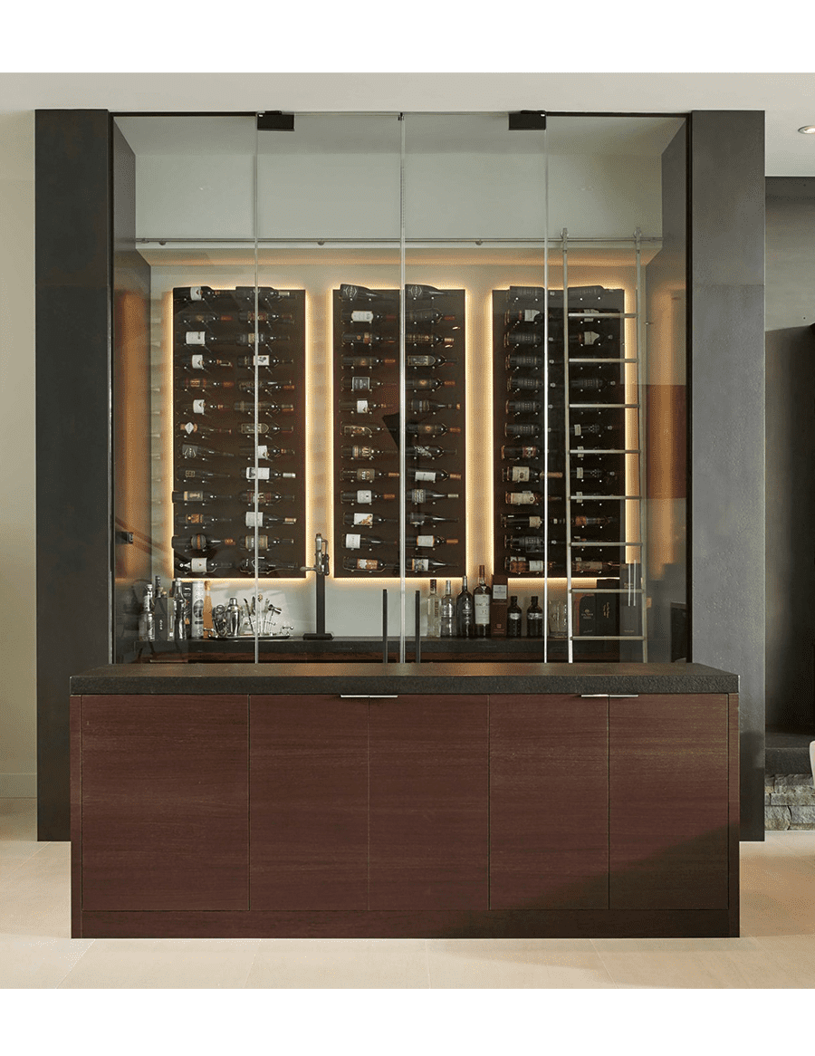 Ultra Wine Racks Fusion HZ Label-Out Wine Wall Black Acrylic (3 Foot) w/ LED Option