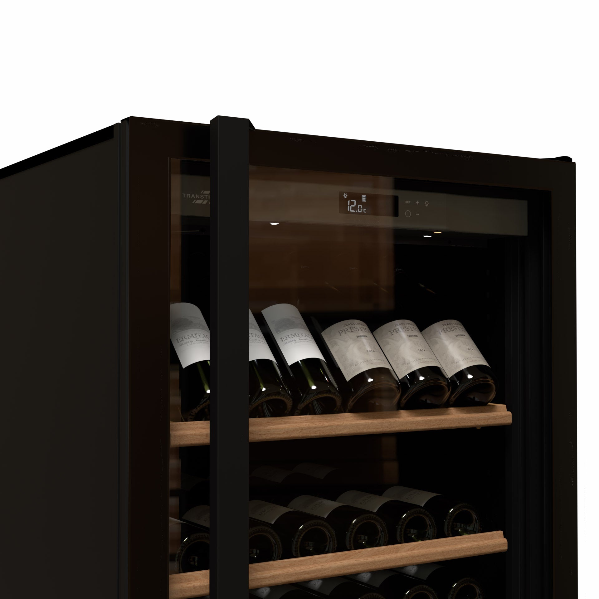 Transtherm - 54" Ermitage 364 Bottles Dual Zone Black Side by Side Wine Fridge