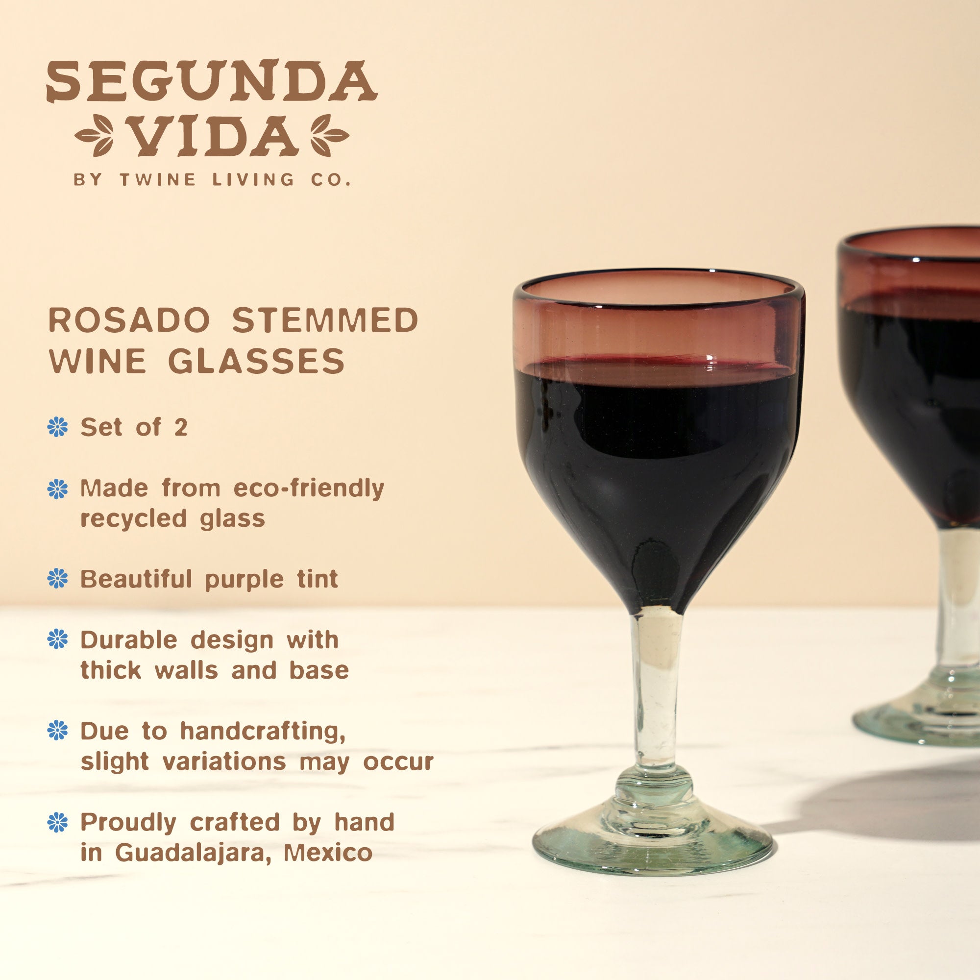 Rosado Stemmed Wine Glass Set by Twine Living (11025)
