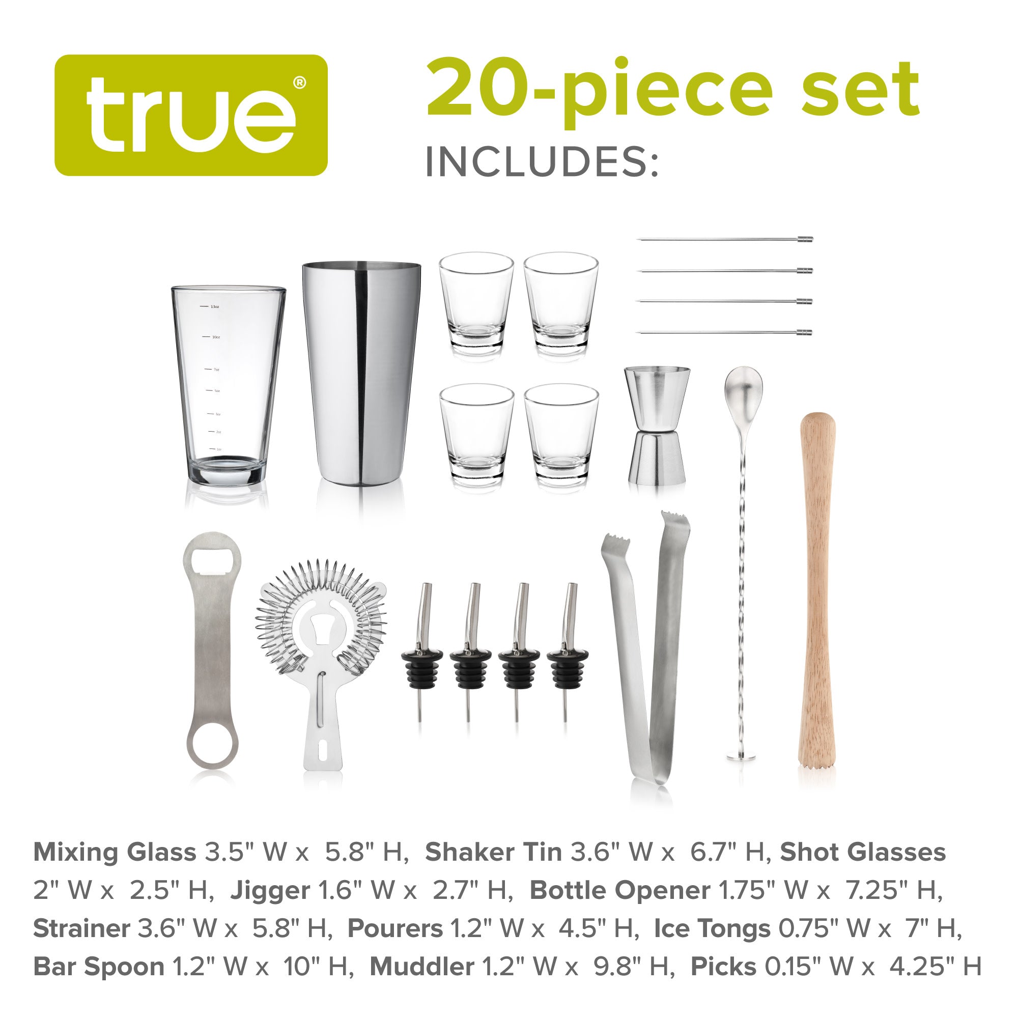 20 Piece Barware Set by True (10679)