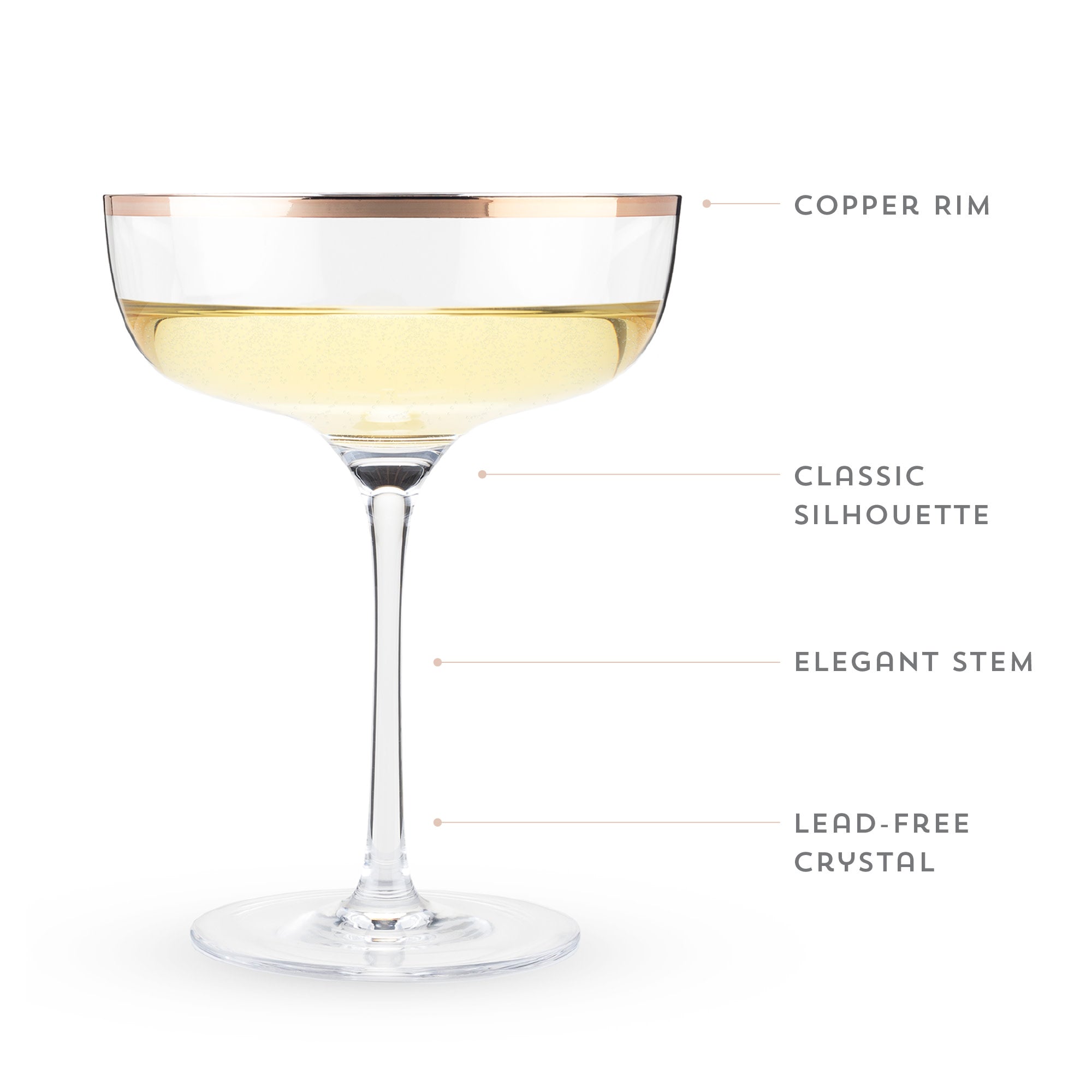 Copper Rim Crystal Coupe Set by Twine®