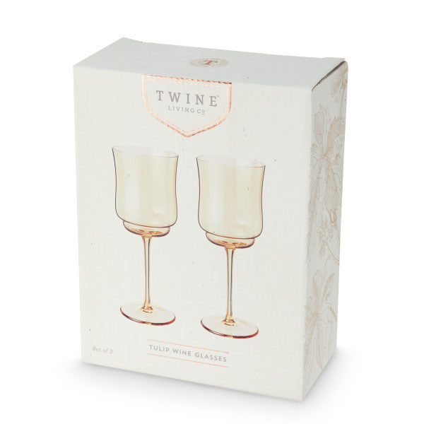 Tulip Stemmed Wine Glass in Amber by Twine Living (10878)