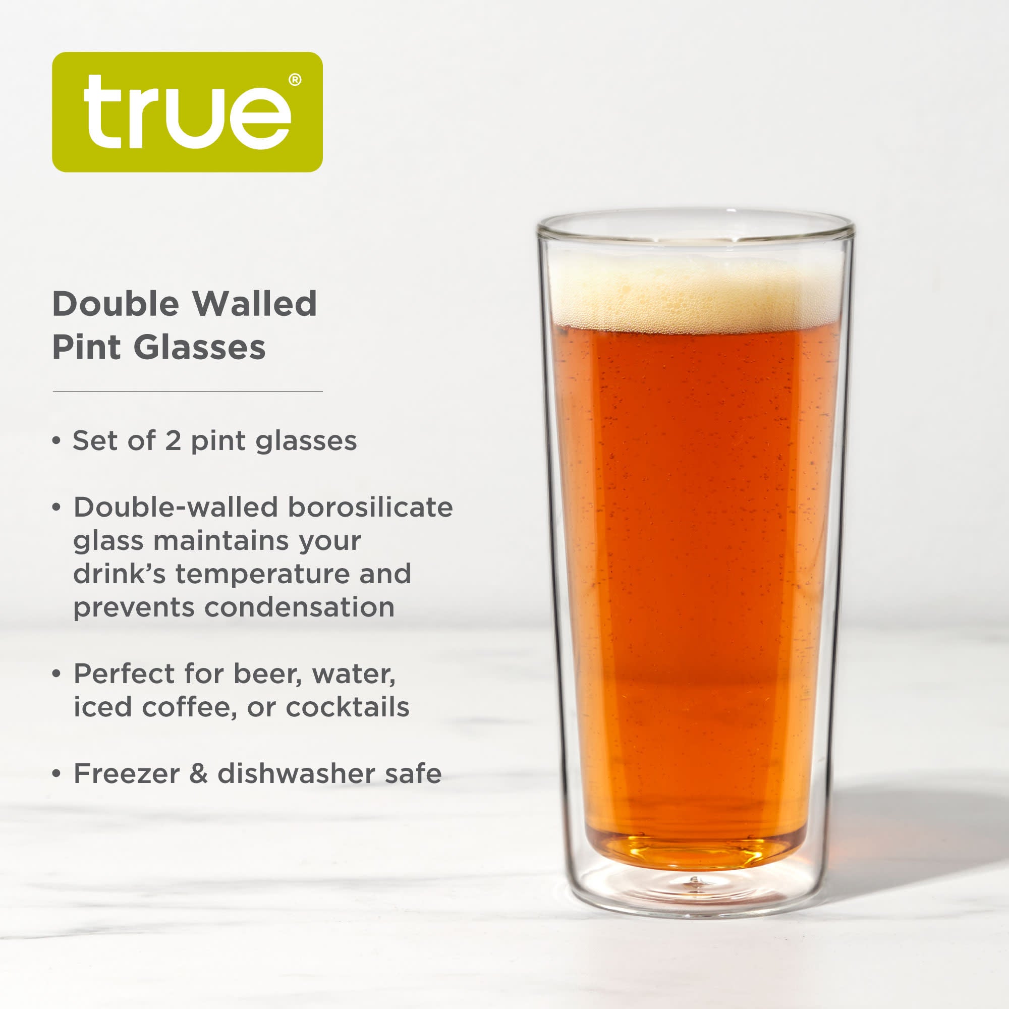 Double Walled Pint Glasses by True