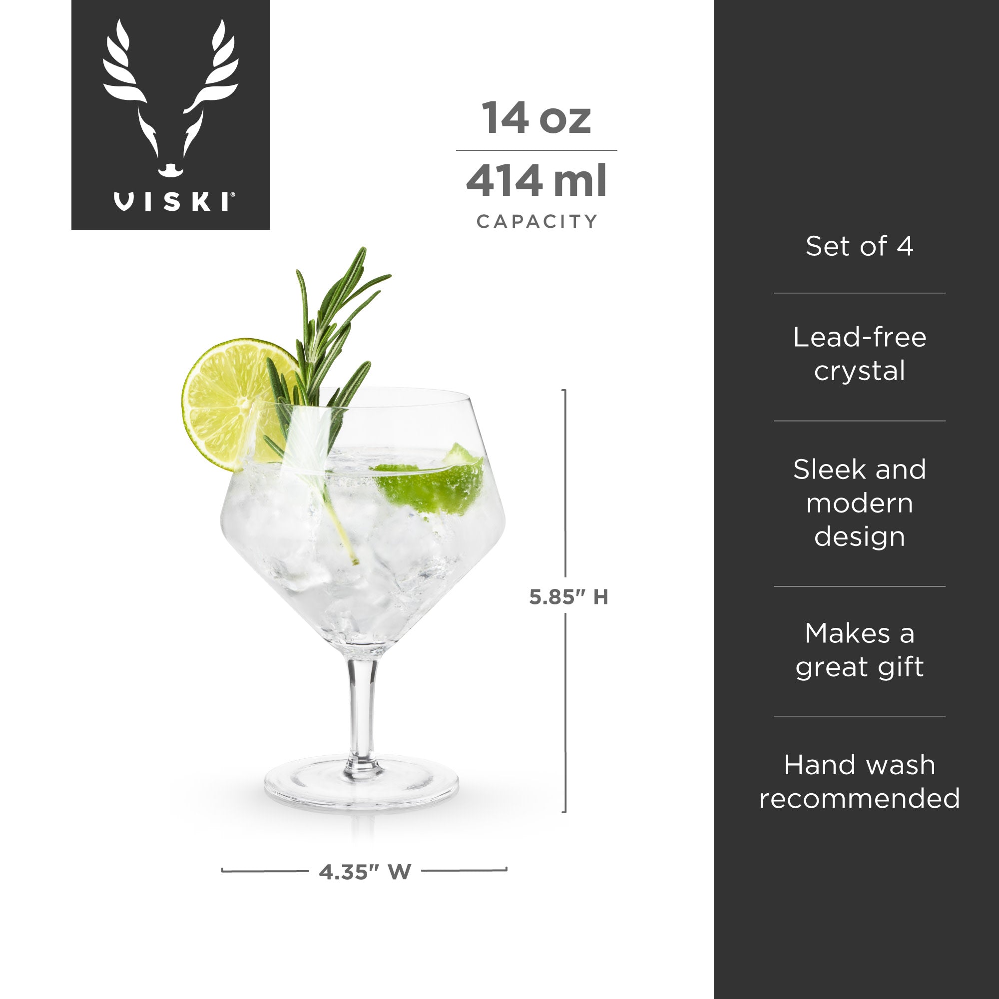 Angled Crystal Gin & Tonic Glasses by Viski® (set of 4)