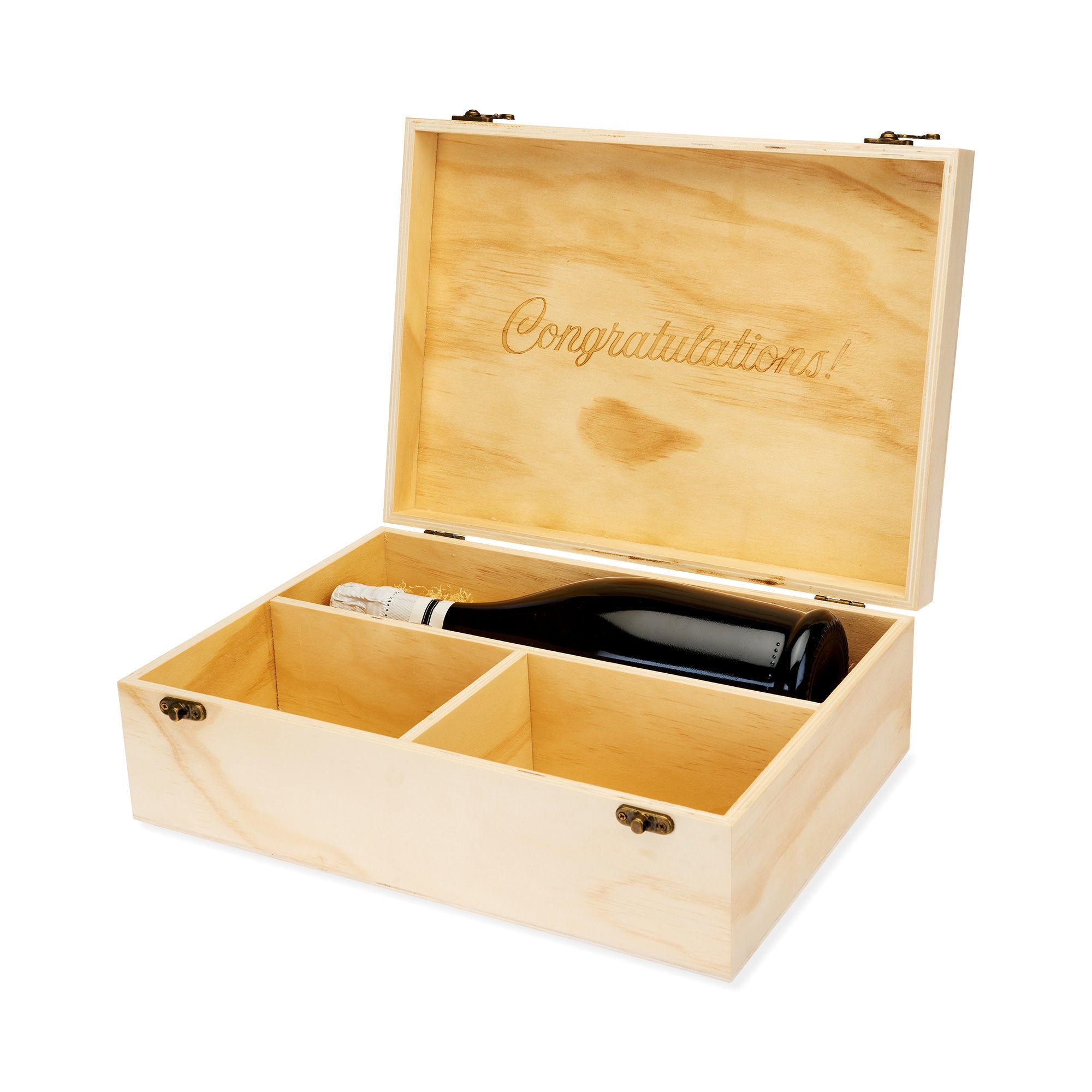 Celebrate Wood Champagne Box with Set of Flutes by Twine®