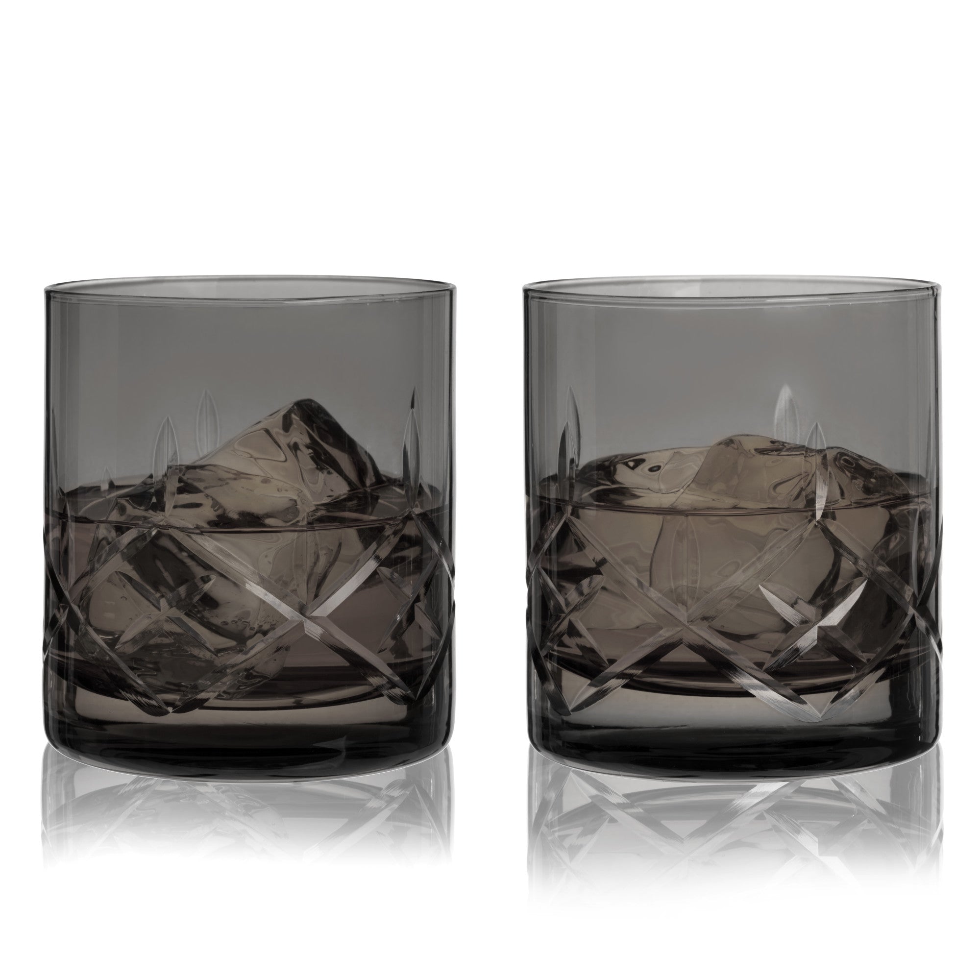 Admiral Cut Crystal Rocks Glasses in Smoke Viski® (11414)