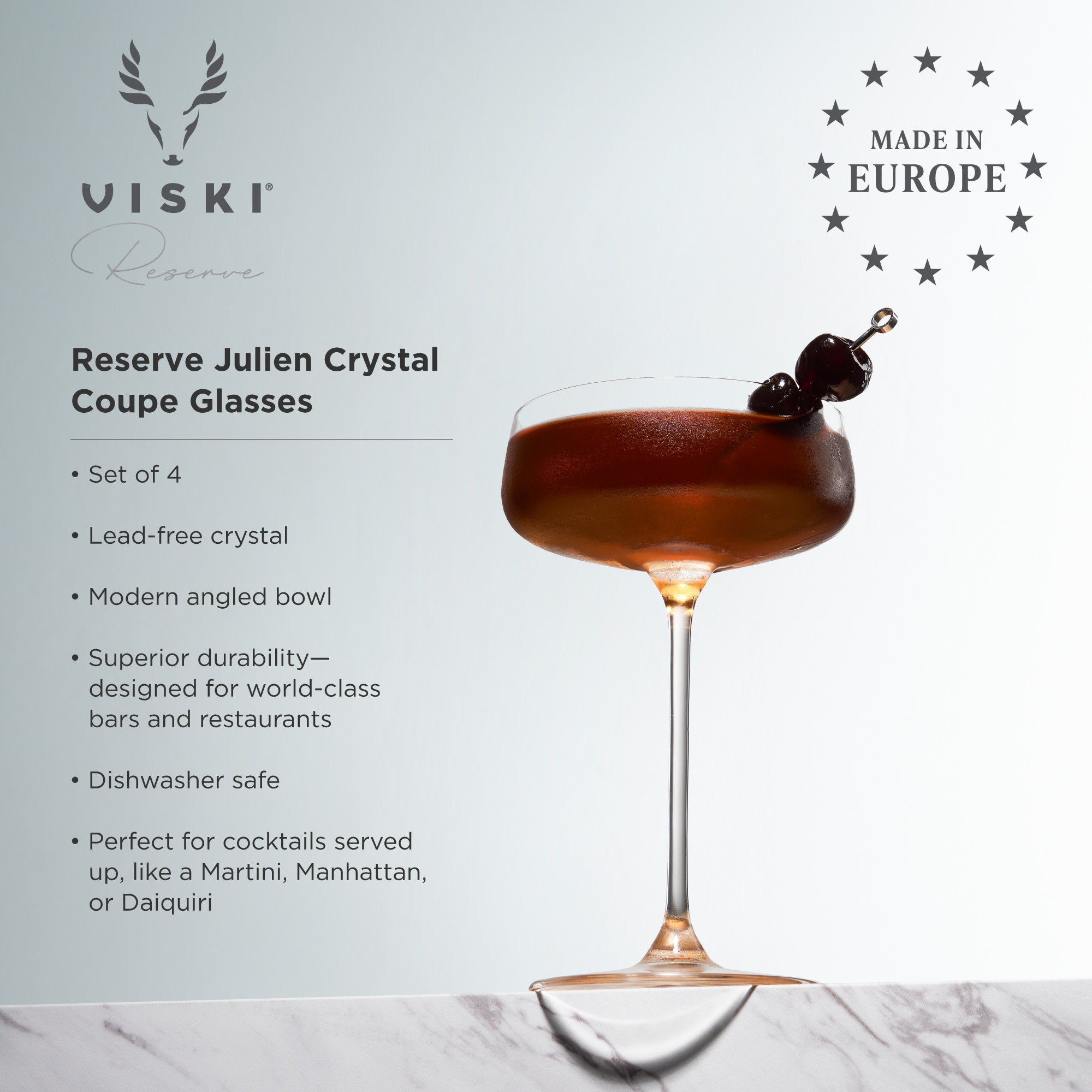 Reserve Julien Crystal Coupe Glasses By Viski (set of 4)