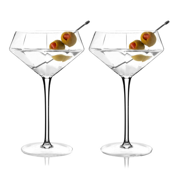 Seneca Diamond Martini Glasses by Viski (11233)