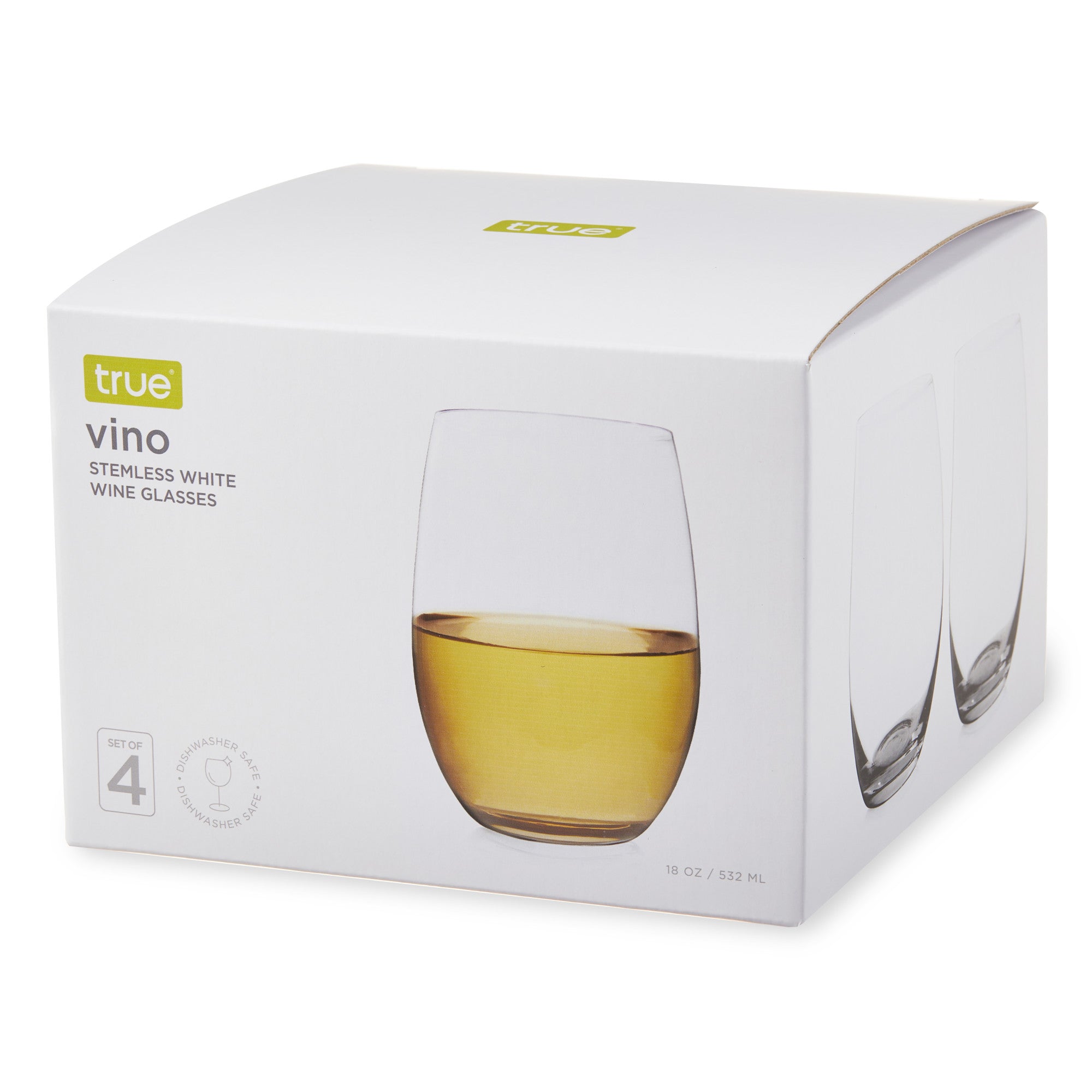 Vino Stemless White Wine Glass by True set of 4 (11550)