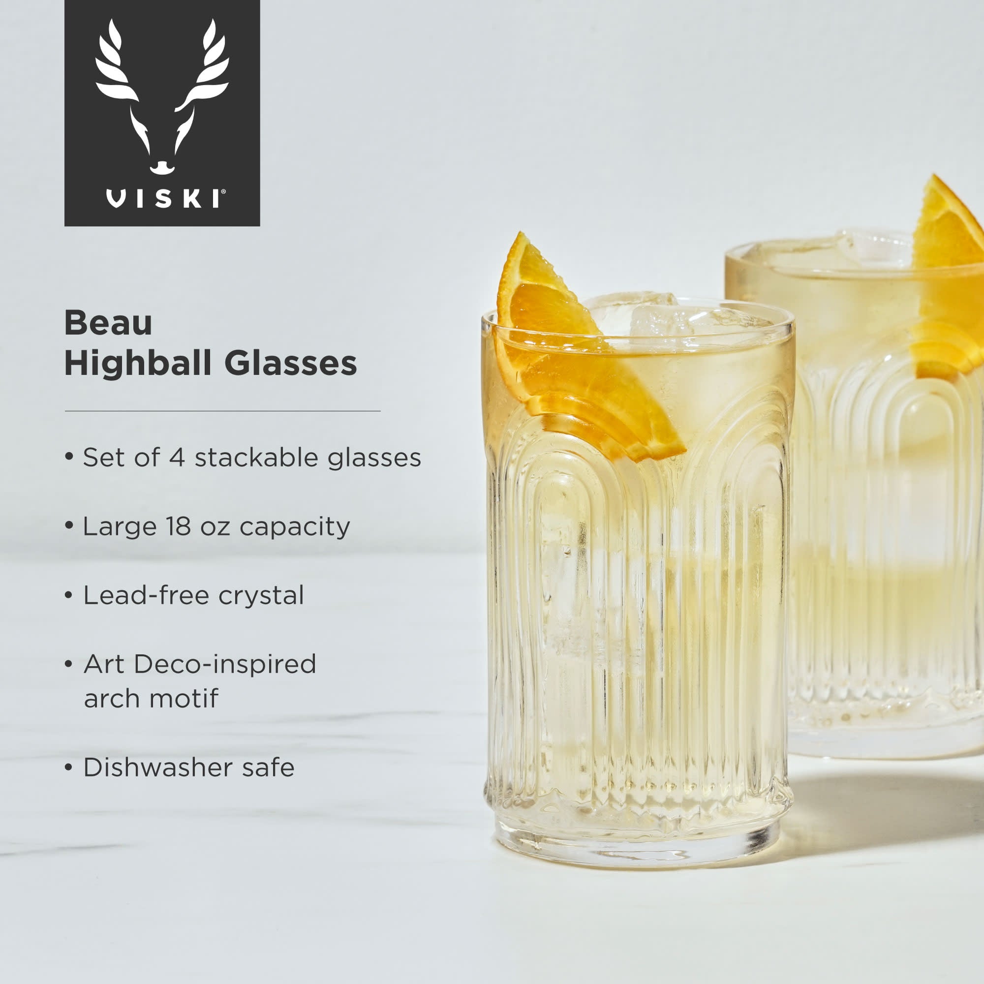 Beau Highball Glasses by Viski (set of 4)