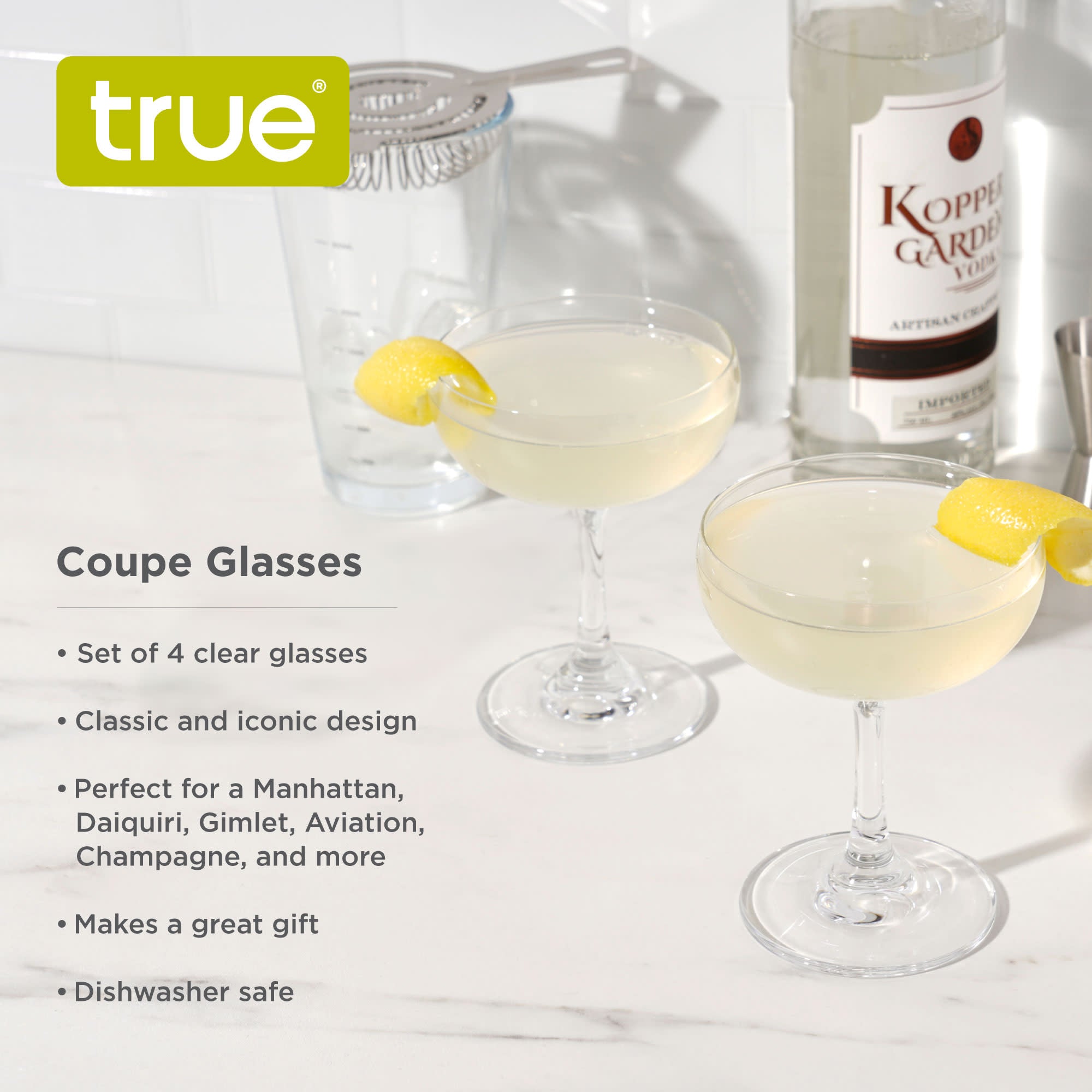7 oz Coupe Glasses, Set of 4 by True