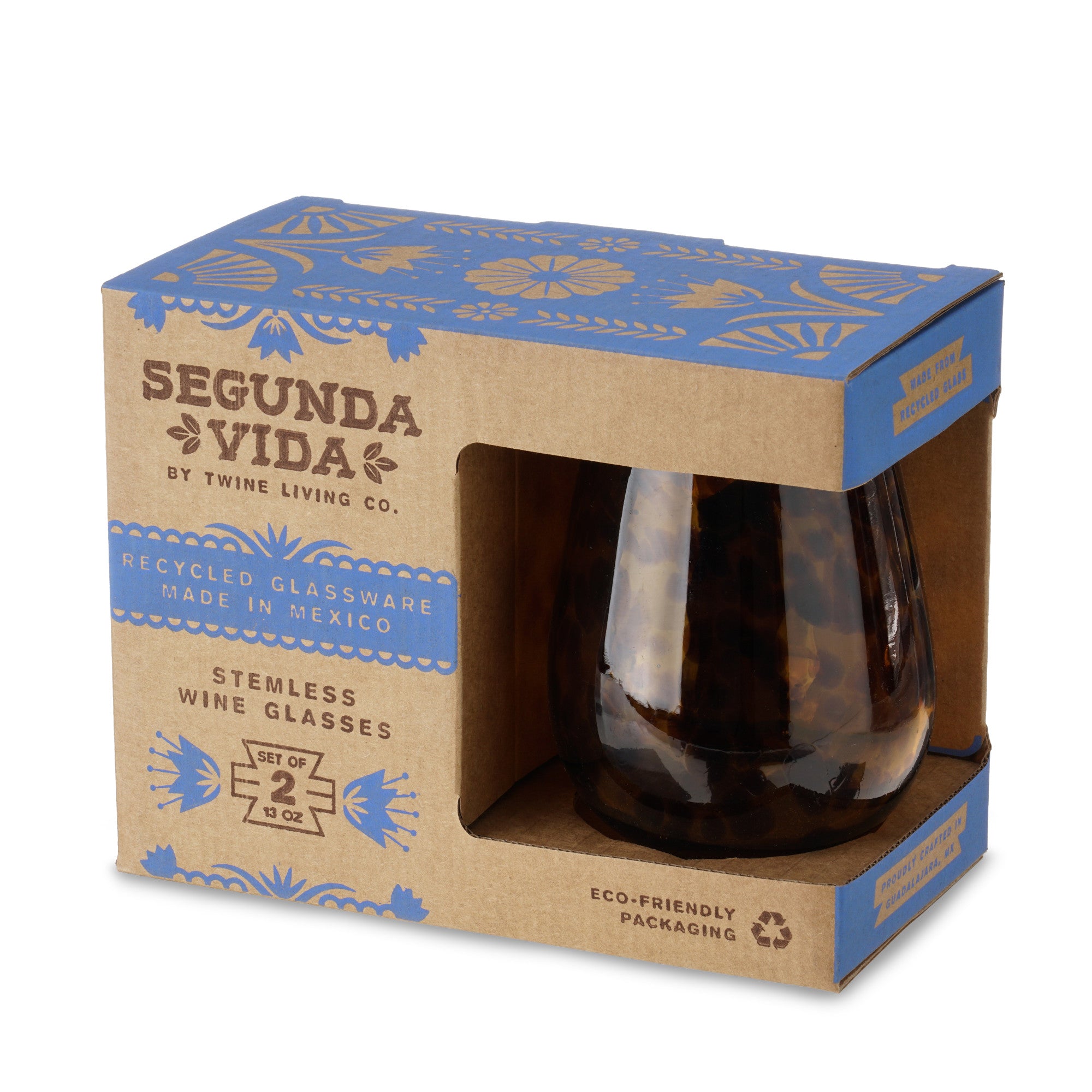 Tortuga Recycled Stemless Wine Glass Set by Twine Living (11023)