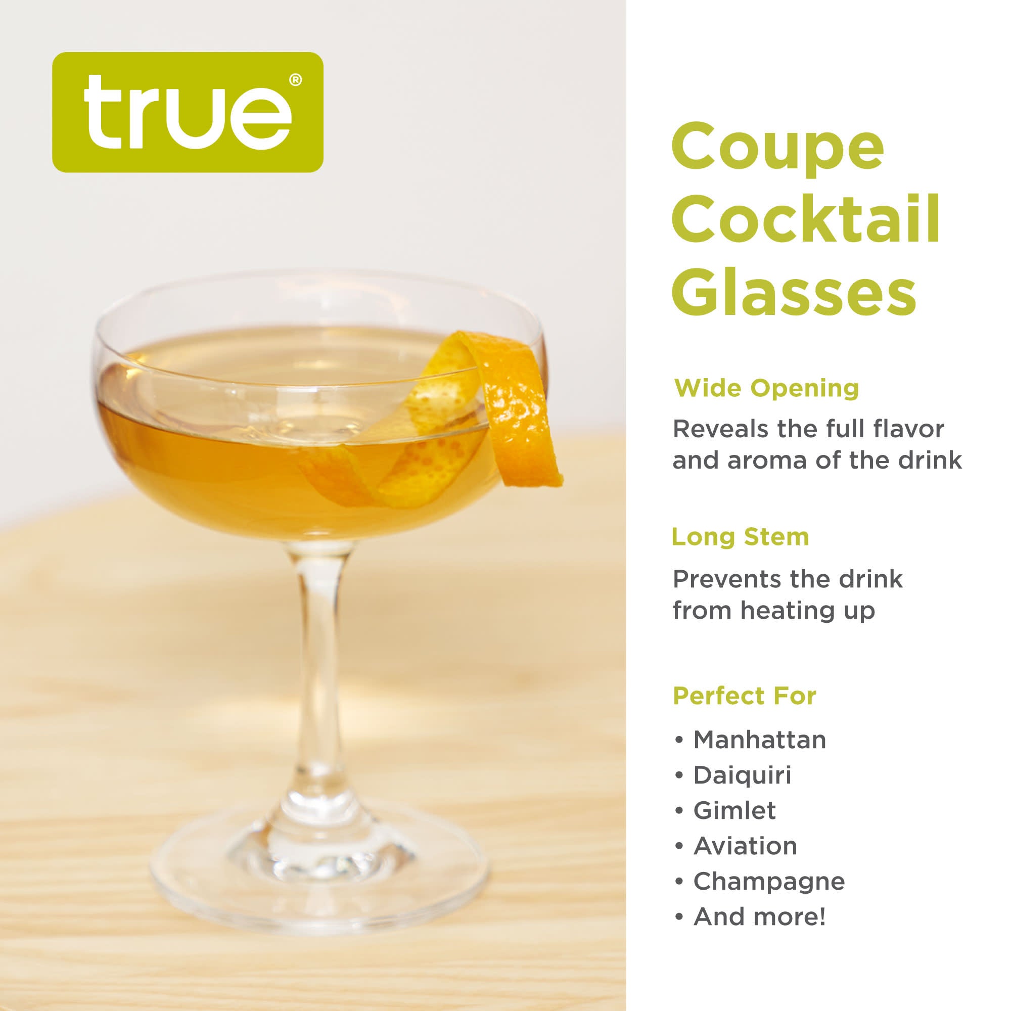 7 oz Coupe Glasses, Set of 4 by True