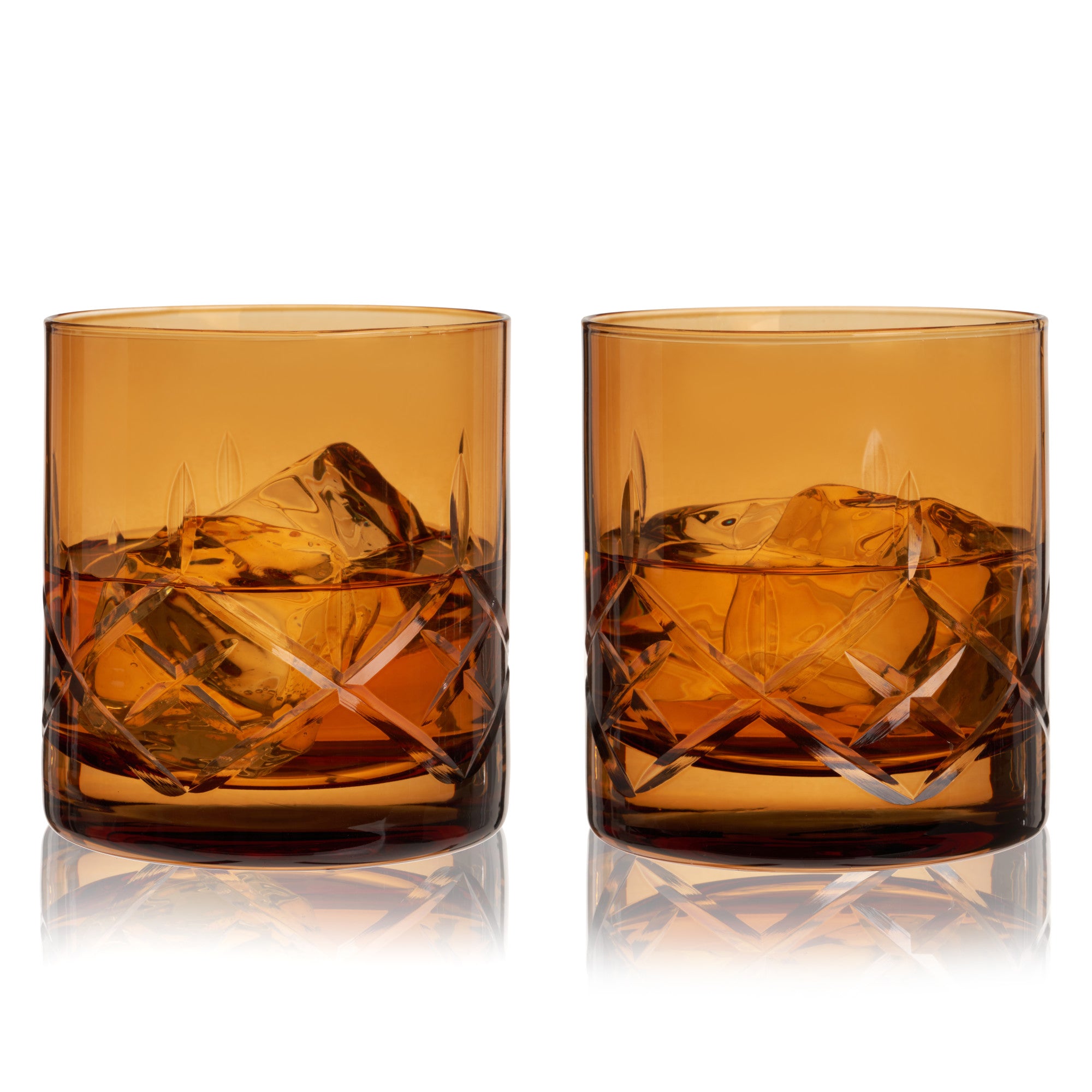 Admiral Cut Crystal Rocks Glasses in Amber Viski® (11413)