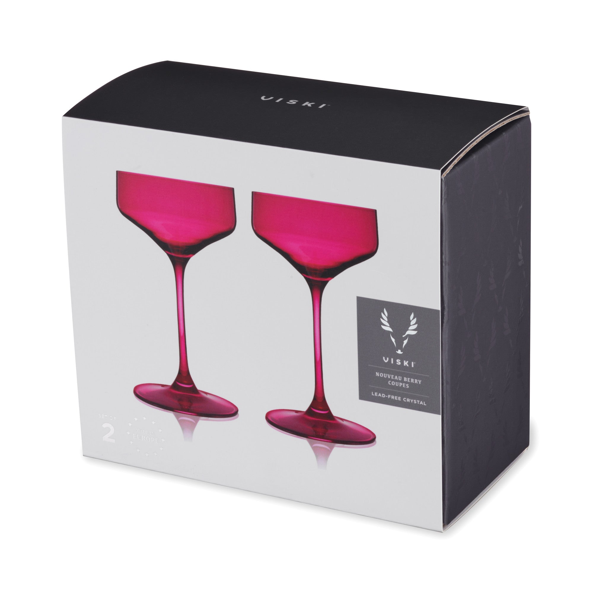 Reserve Nouveau Crystal Coupes in Berry by Viski (set of 2)
