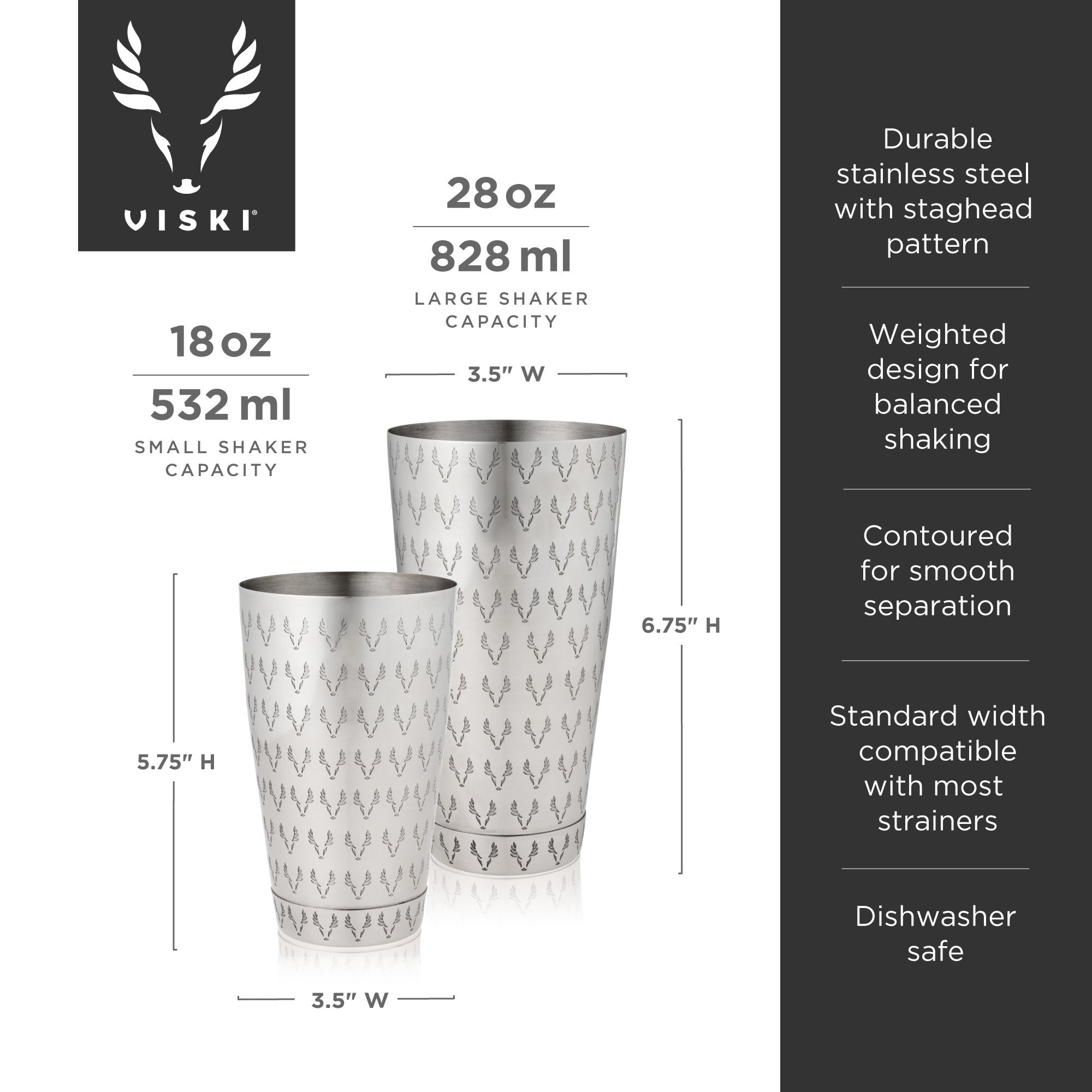 2-Piece Harrison Stainless Shaker Tin Set Viski® (11421)