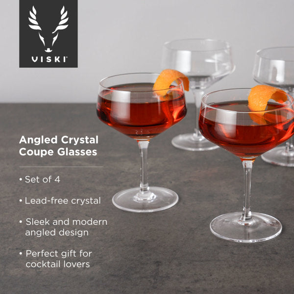 Angled Crystal Coupe Glasses (set of 4) by Viski® (10257)