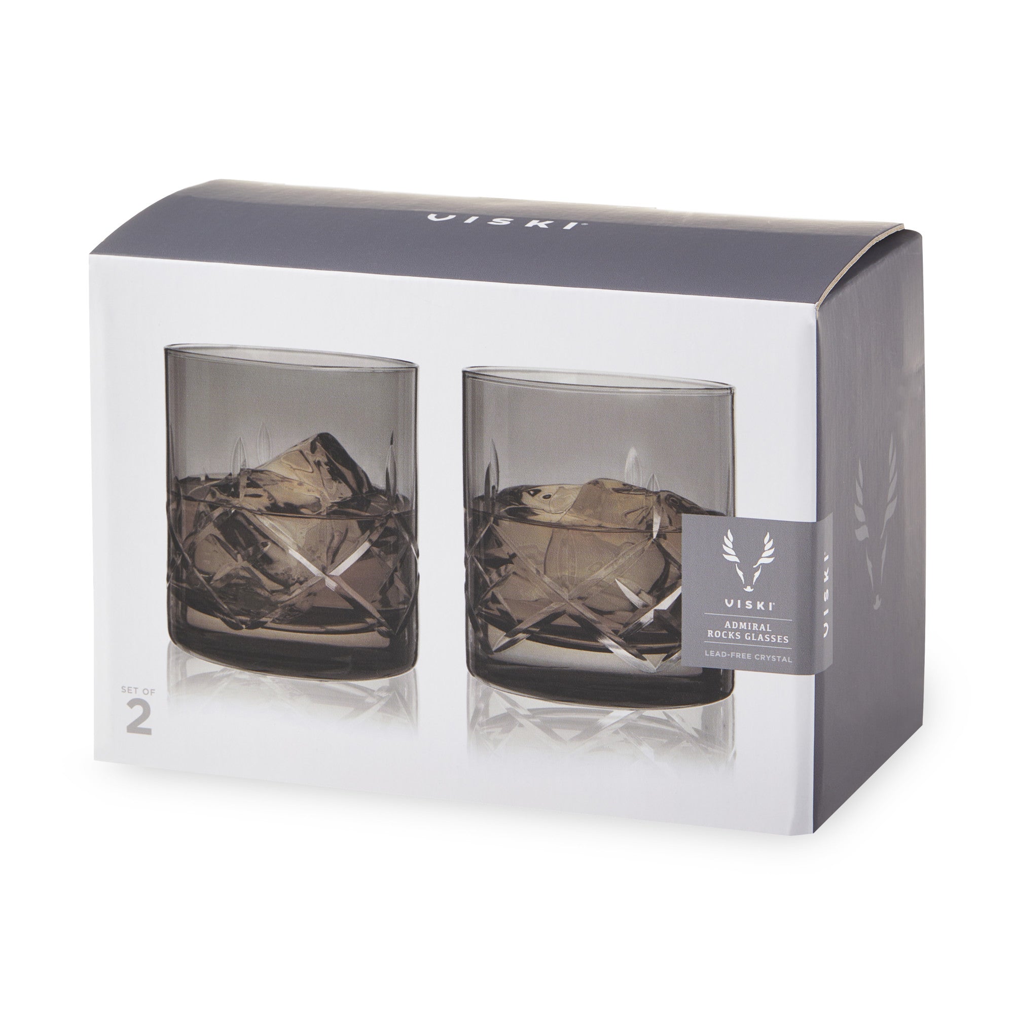 Admiral Cut Crystal Rocks Glasses in Smoke Viski® (11414)