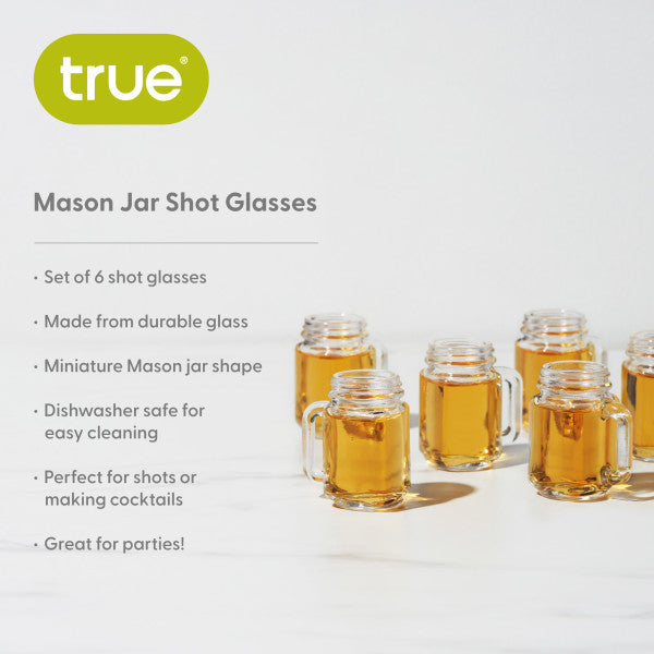 Mason Jar Shot Glass Set of 6 by True (10507)