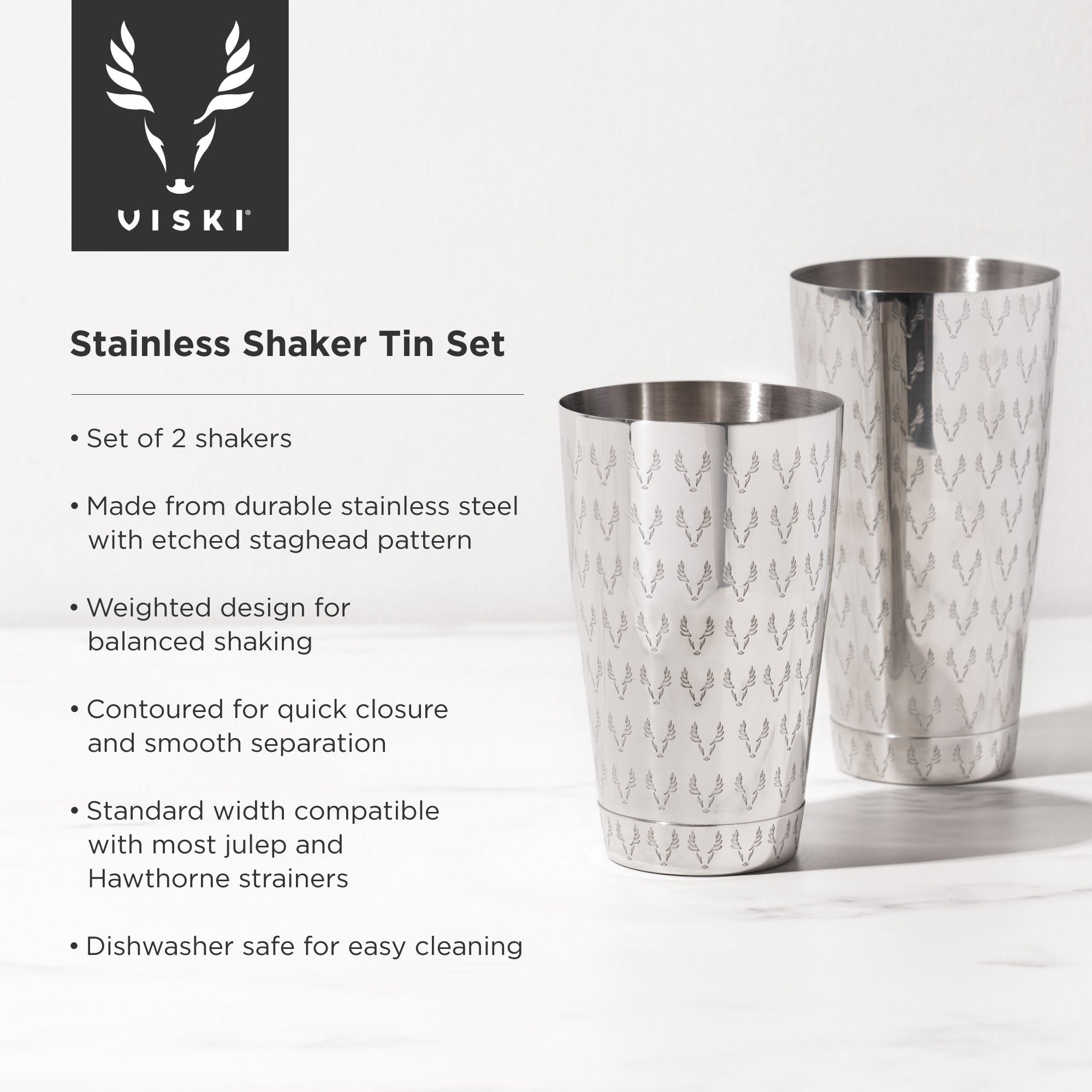 2-Piece Harrison Stainless Shaker Tin Set Viski® (11421)