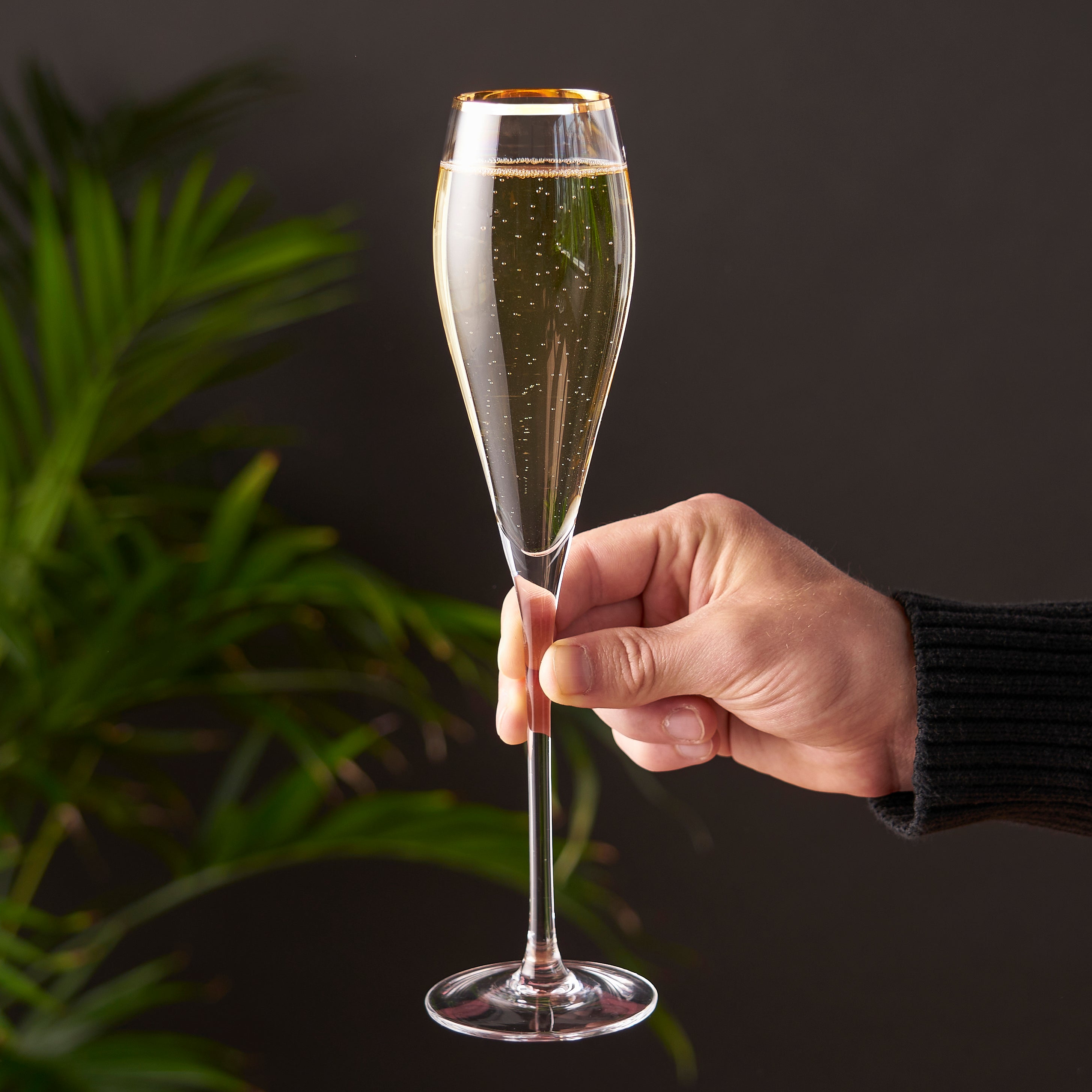 Gold-Rimmed Crystal Champagne Flutes by Viski® (4894)