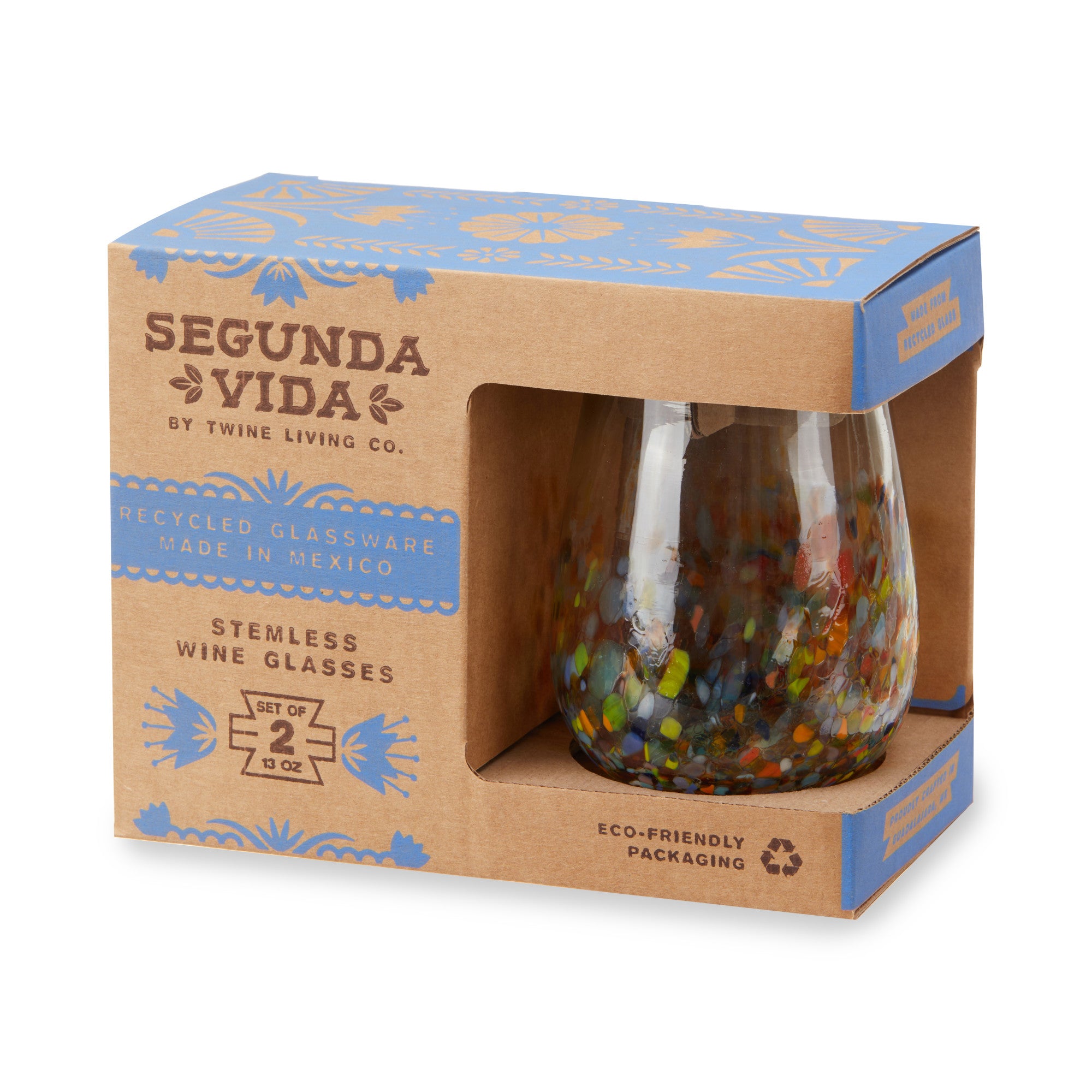 Artistico Recycled Stemless Wine Glass Set by Twine Living®