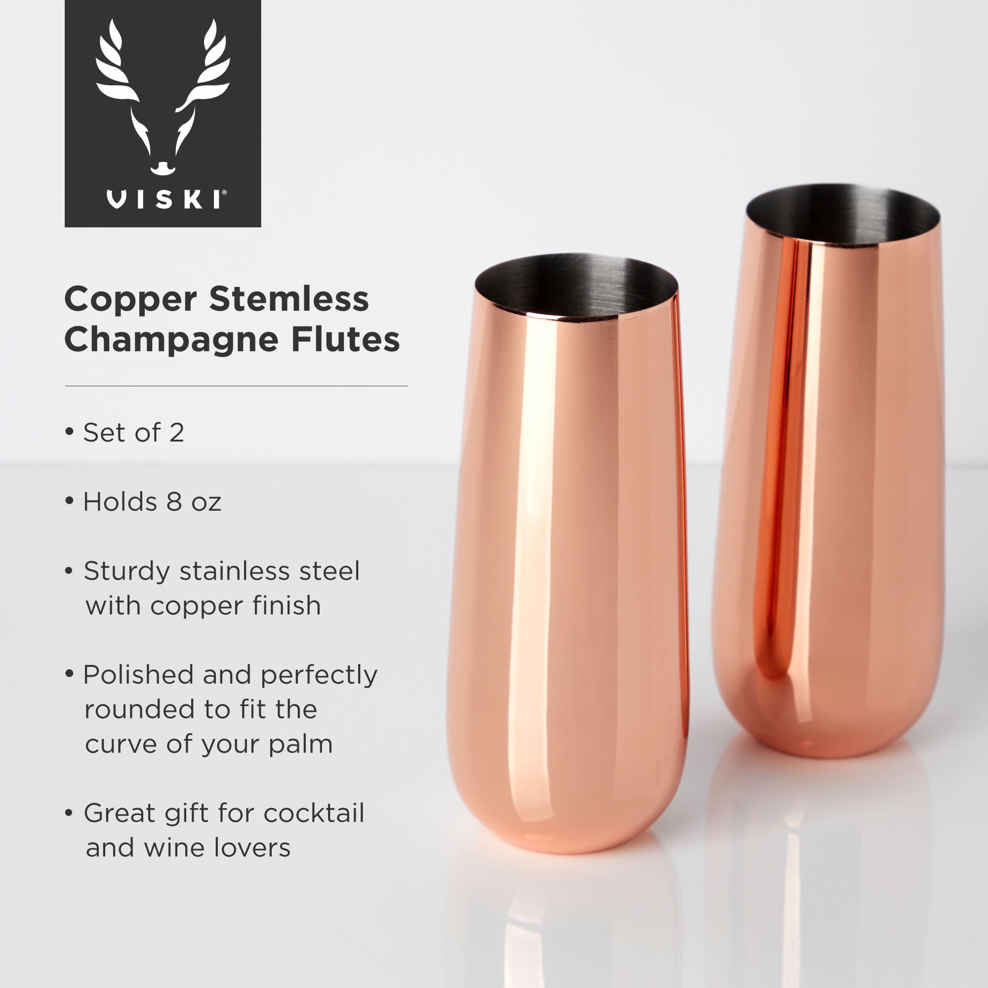 Copper Stemless Champagne Flutes by Viski®