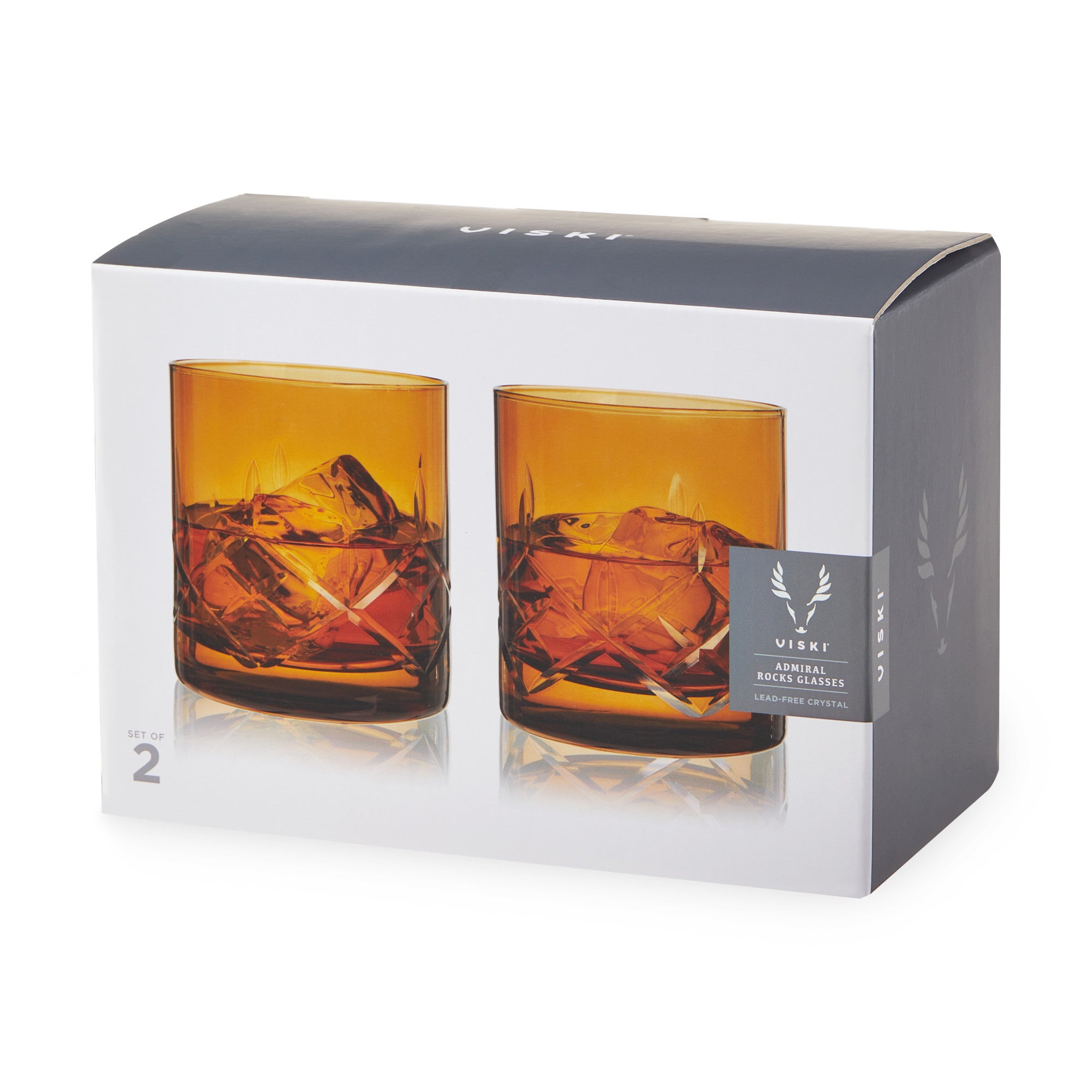 Admiral Cut Crystal Rocks Glasses in Amber Viski® (11413)