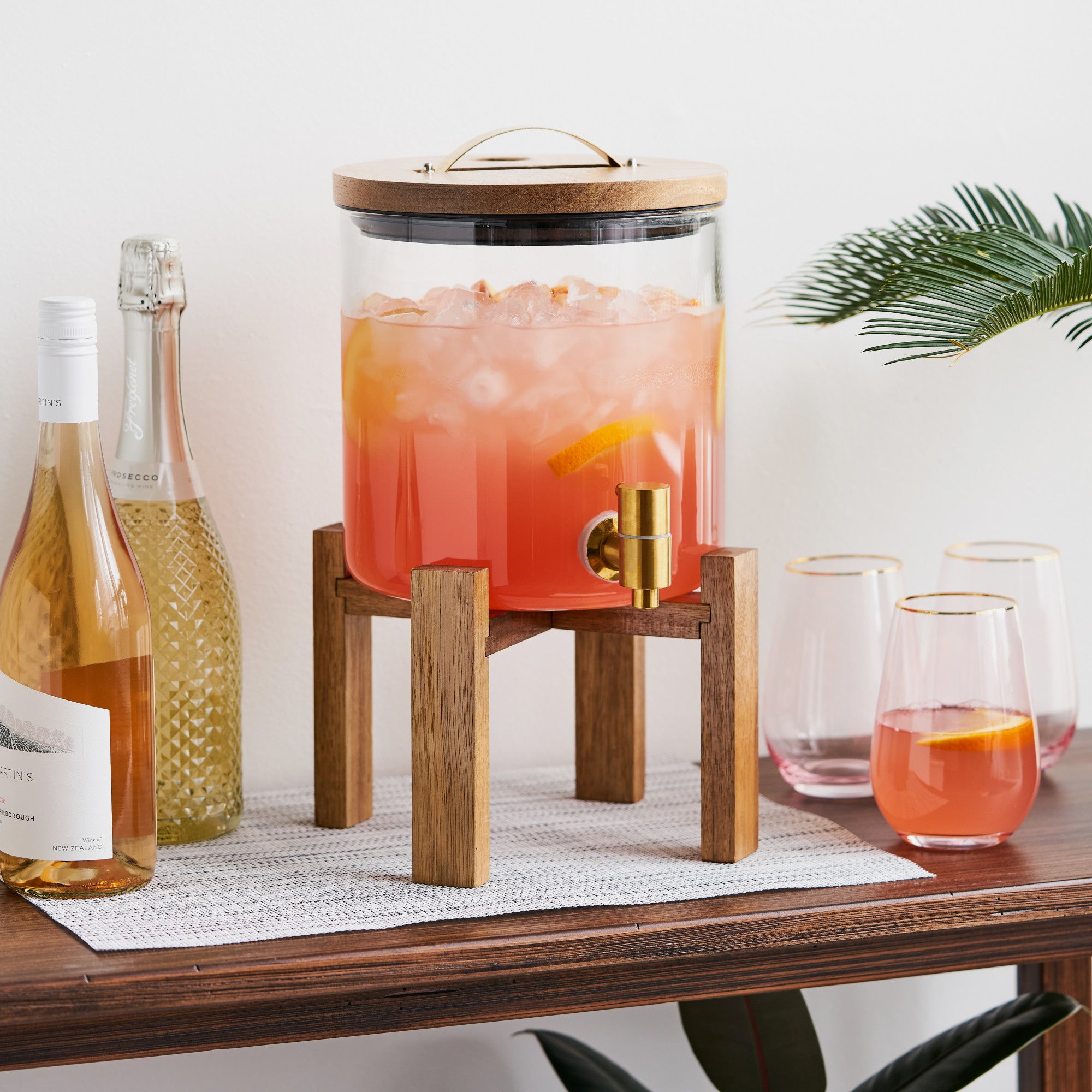 Modern Manor Wood & Glass Drink Dispenser by Twine Living (10957)