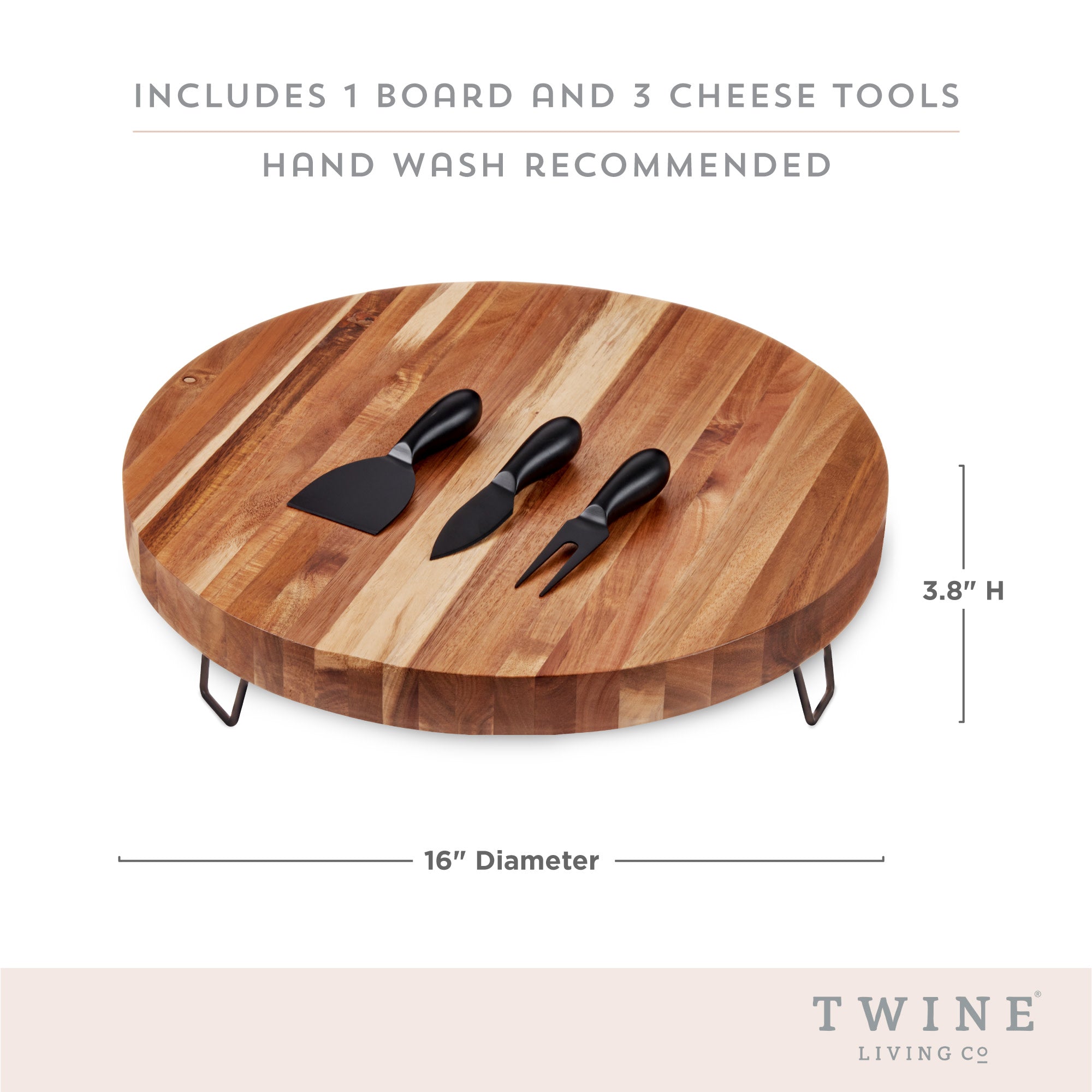 Acacia Footed Cheese Board & Knife Set by Twine Living®