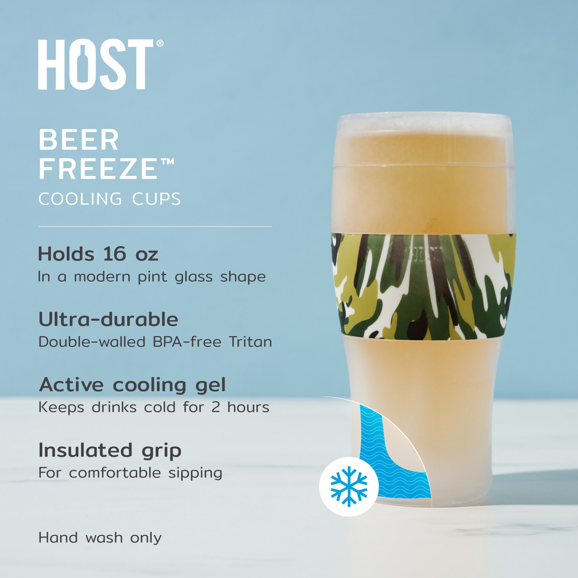 Beer FREEZE™ Cooling Cup in Green Camo (single) by HOST® (10051)