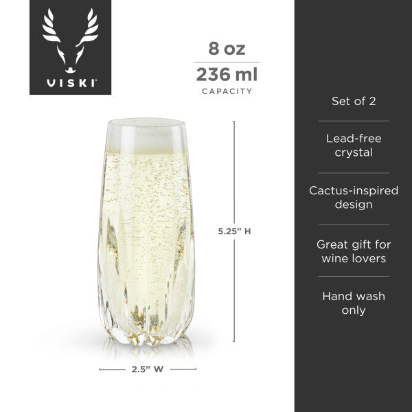 Cactus Crystal Stemless Champagne Flutes by Viski® (5318)