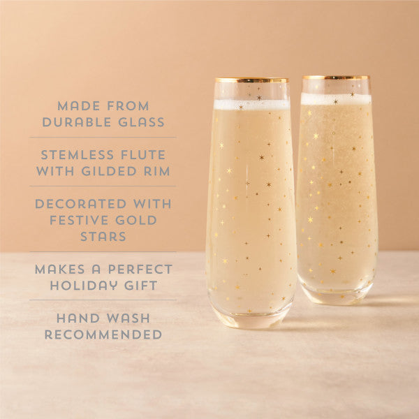 Starlight Stemless Champagne Flute Set by Twine® (10479)