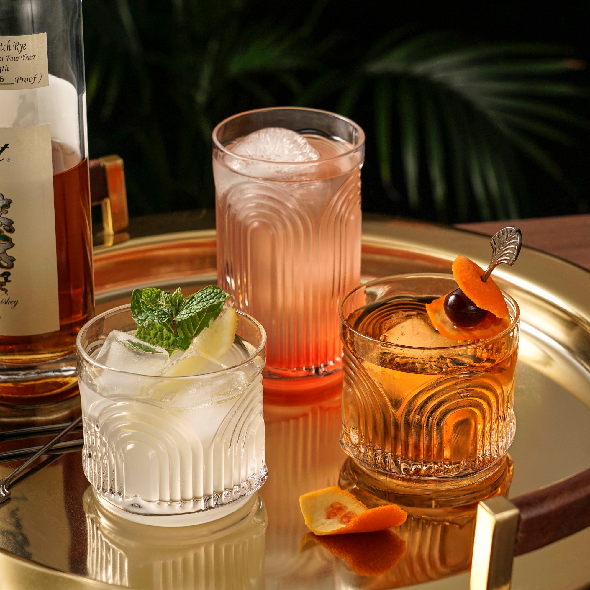 Viski Gatsby Highball Glass, Vintage Cocktail Glasses, Art Deco