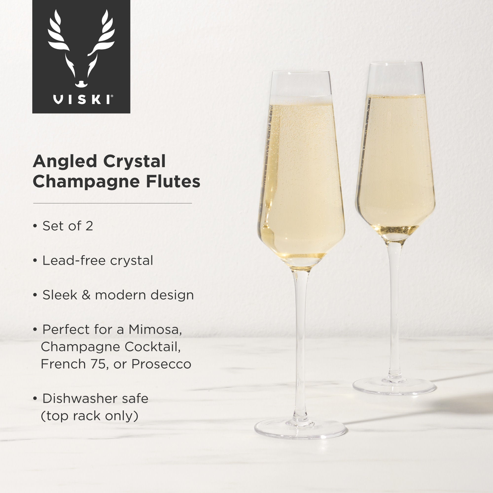 Angled Crystal Champagne Flutes by Viski®