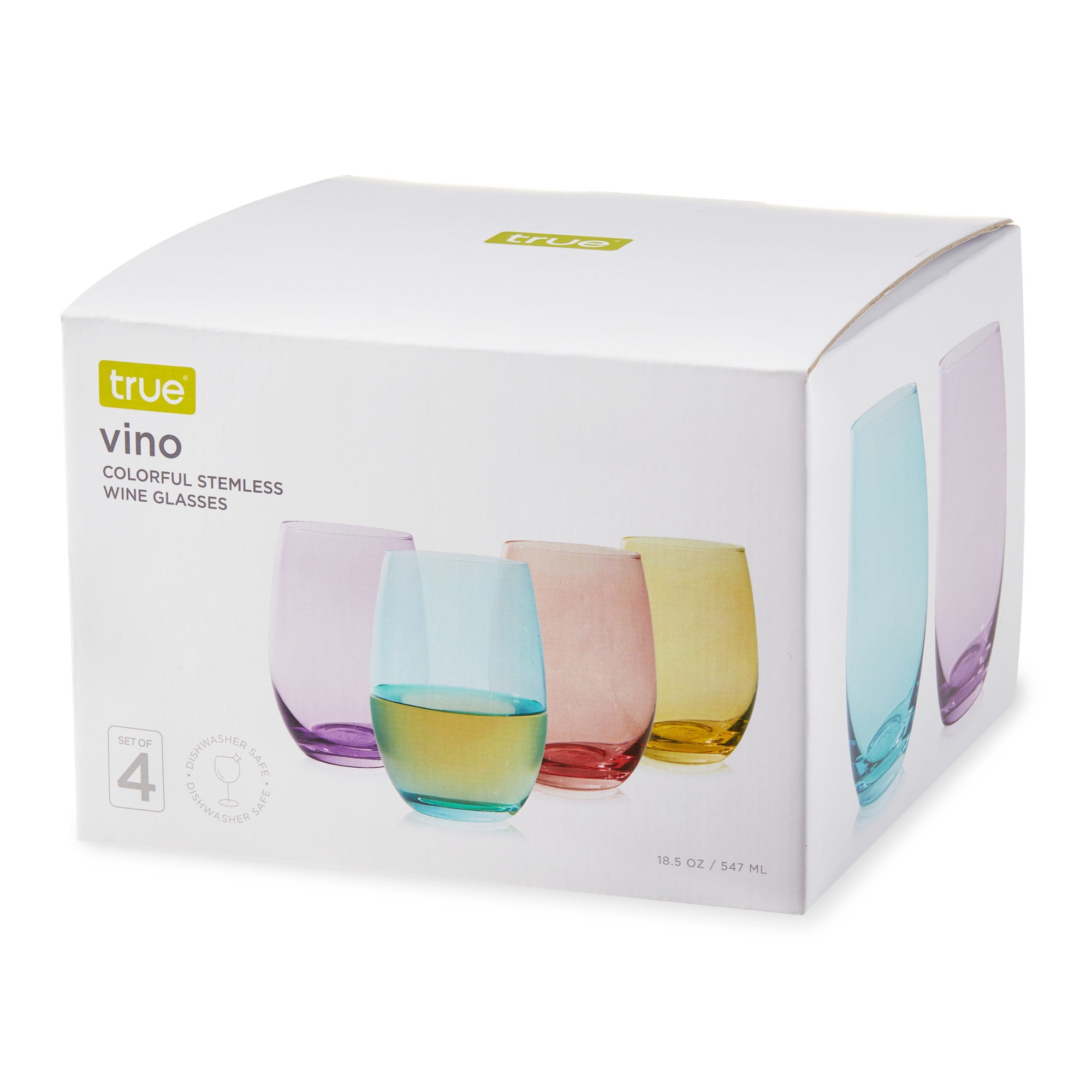 Color Stemless Wine Glass set of 4 by True (11415)