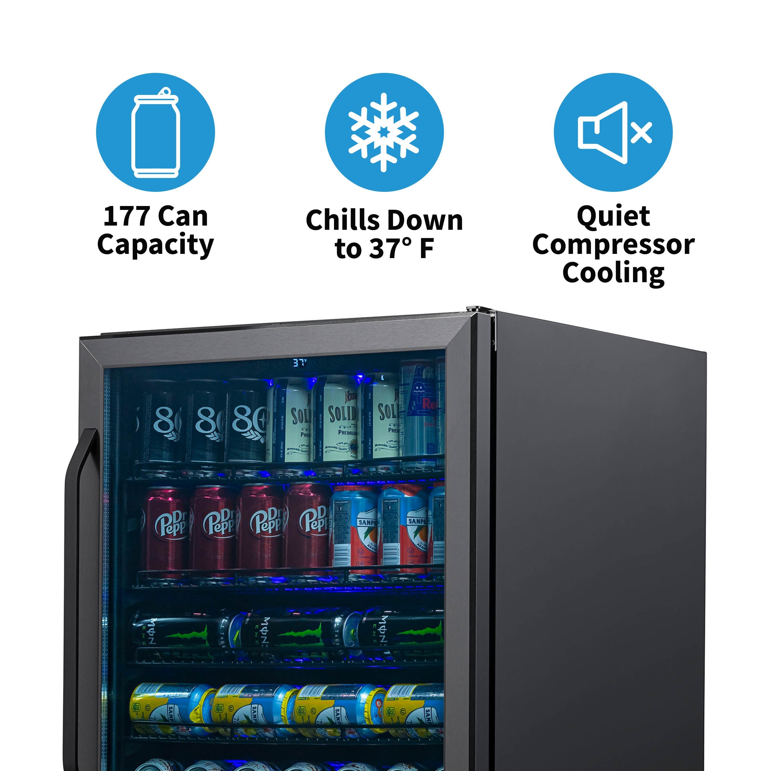 Newair - 24” 177 Can Built-in Beverage Center in Black Stainless Steel (NBC177BS00)