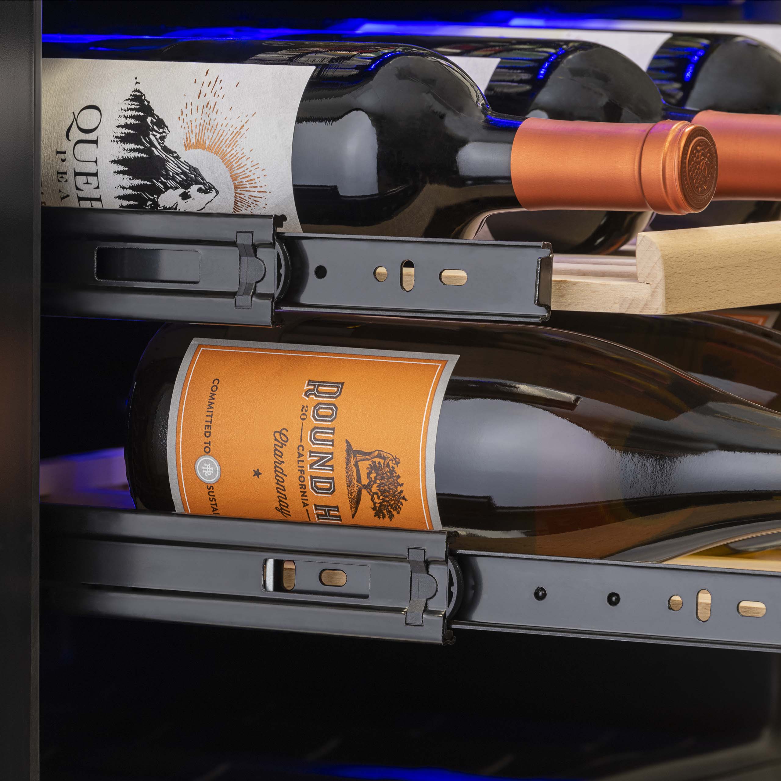 Newair - 24” 20-Bottle/70 Can Dual-Zone Built-in/Freestanding Wine & Beverage Center(AWB-400DB) in Stainless Steel w/ SplitShelf™ & Smooth Rolling Shelves