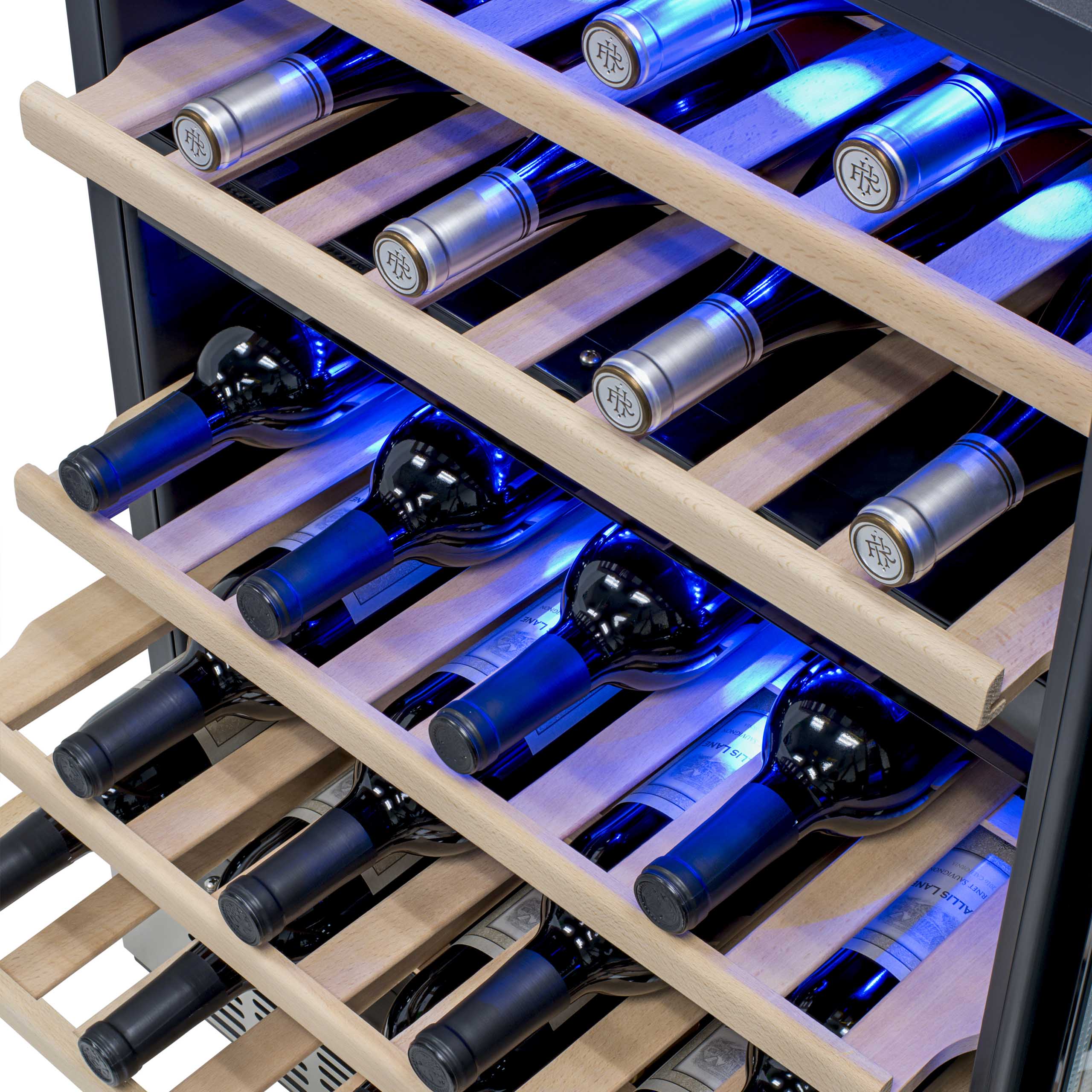 Newair - 24” 46-Bottle Dual-Zone Built-in/Freestanding Wine Cooler (AWR-460DB) - Stainless Steel w/ Beech Wood Shelves