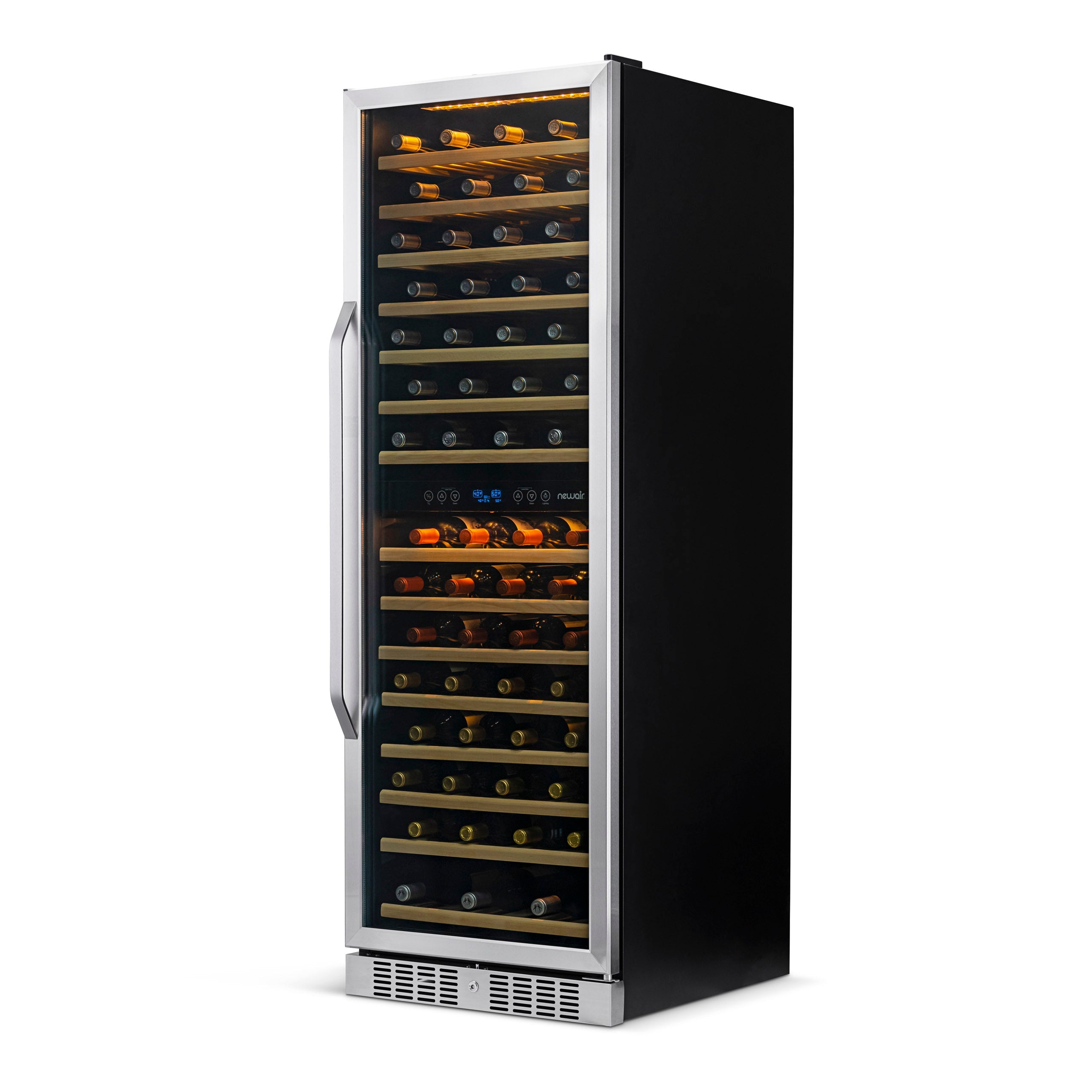 Newair - 27” 160-Bottle Dual-Zone Built-in/Freestanding Stainless Steel Wine Fridge (AWR-1600DB) - w/ Smooth Rolling Shelves