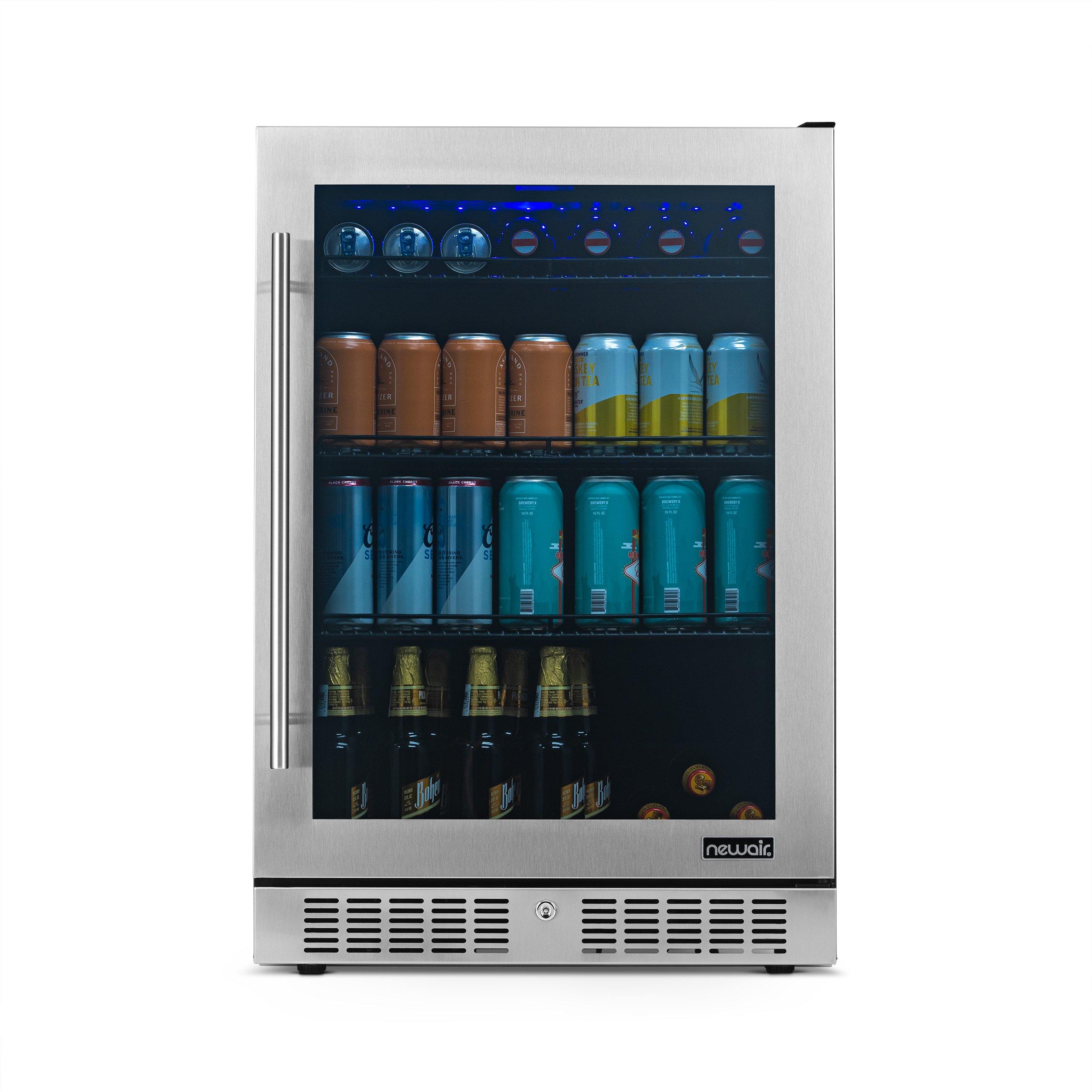 Newair - 24” 224-Can Built-in Premium Beverage Center w/ Color Changing LED Lights (NBC224SS00)