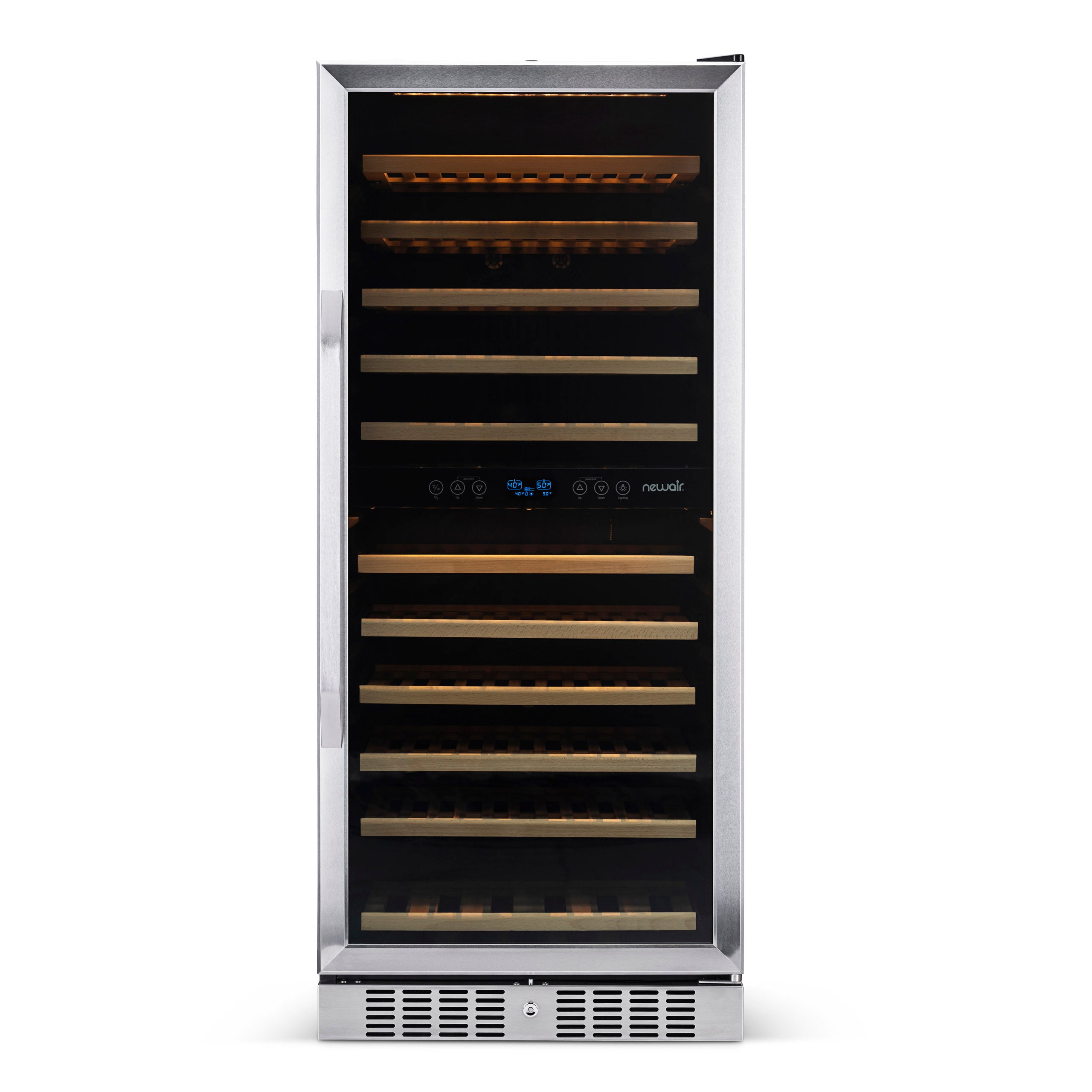 Newair - 27” 116-Bottle Dual-Zone Built-in Stainless Steel Wine Cooler (AWR-1160DB)