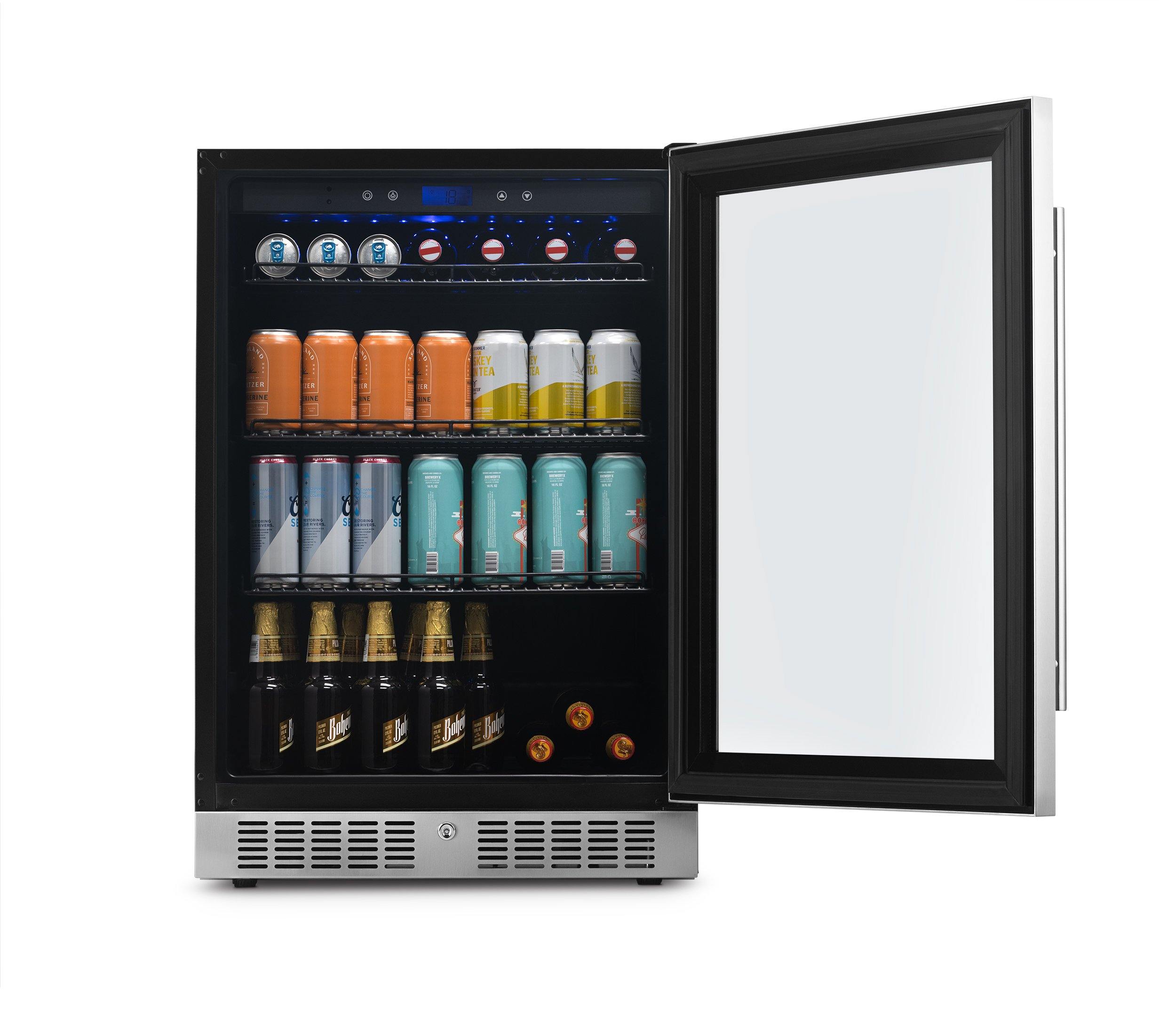 Newair - 24” 224-Can Built-in Premium Beverage Center w/ Color Changing LED Lights (NBC224SS00)