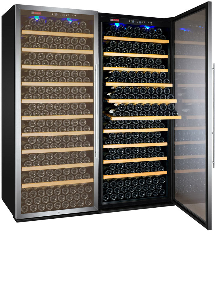 Allavino - 63"  554-Bottle Dual-Zone Vite II Tru-Vino Side by Side Wine Cooler, Black/Stainless Steel Door (BF 2X-YHWR305)