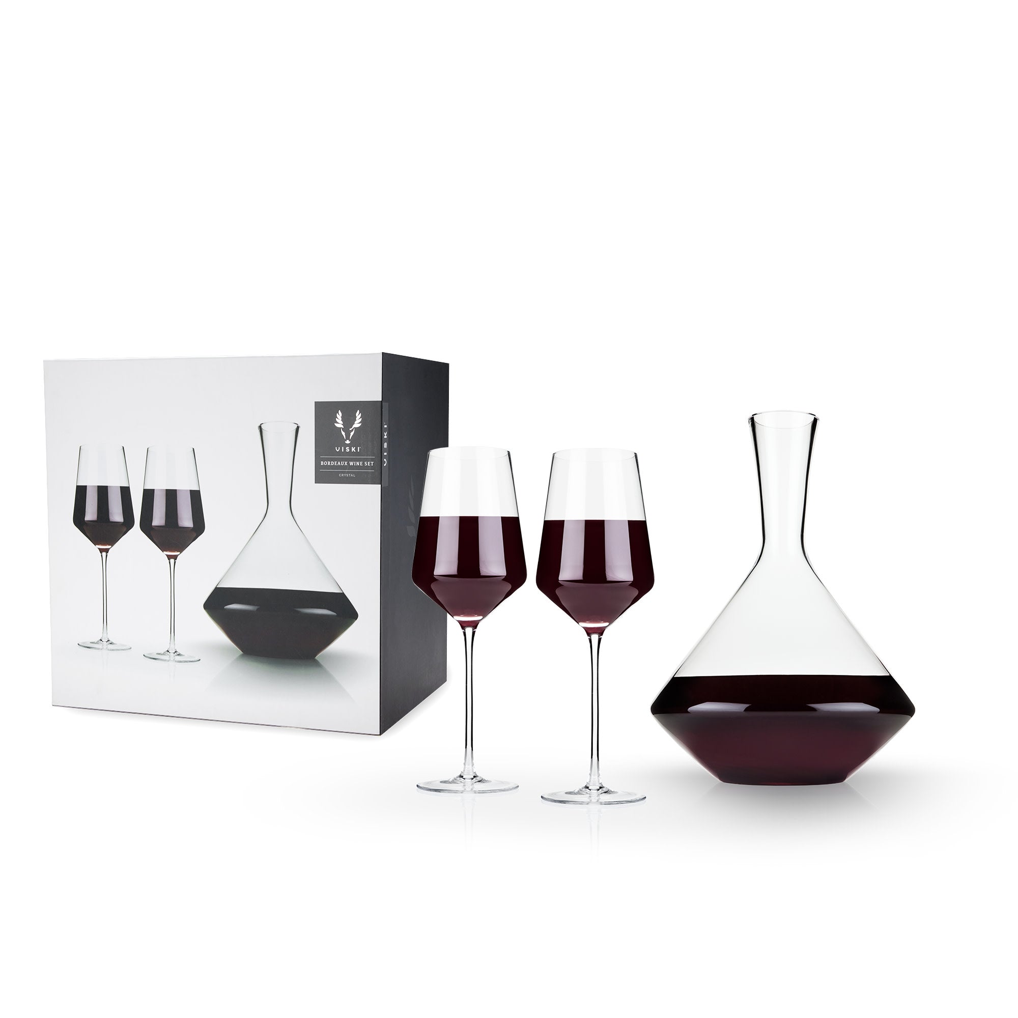 3-Piece Angled Crystal Bordeaux Set by Viski® (5208) Drinkware Viski