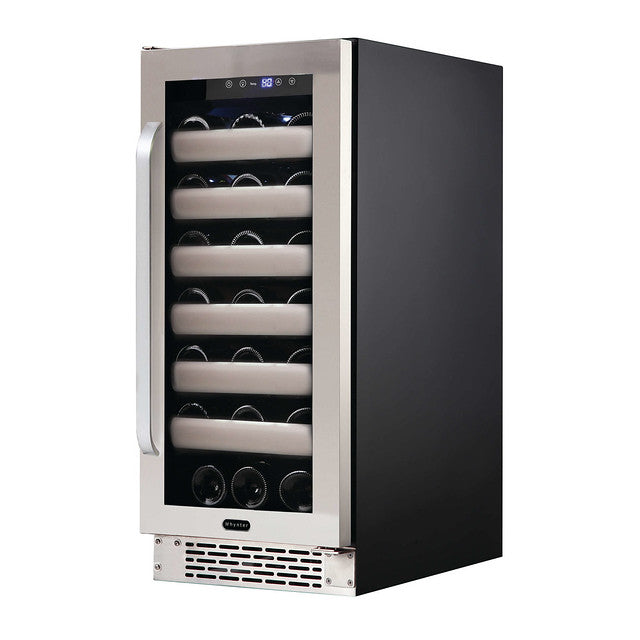 Whynter - 15" Elite Series 33 Bottles Single Zone Freestanding/Built-In Wine Cooler with Seamless Stainless Steel Glass Door (BWR-331SL)