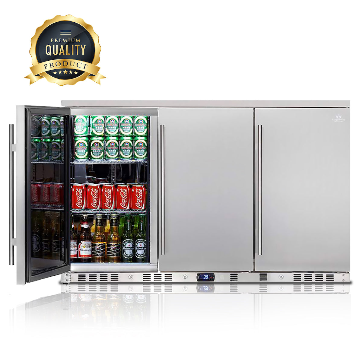 KingsBottle - 53" 324 Cans Stainless Steel Solid Triple Door Outdoor Beverage Center (KBU328ASD)